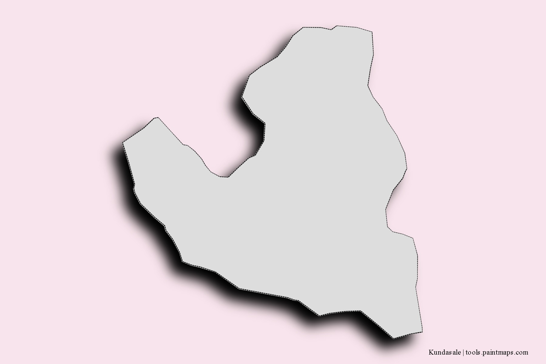 Mapa de barrios y pueblos de Kundasale con efecto de sombra 3D