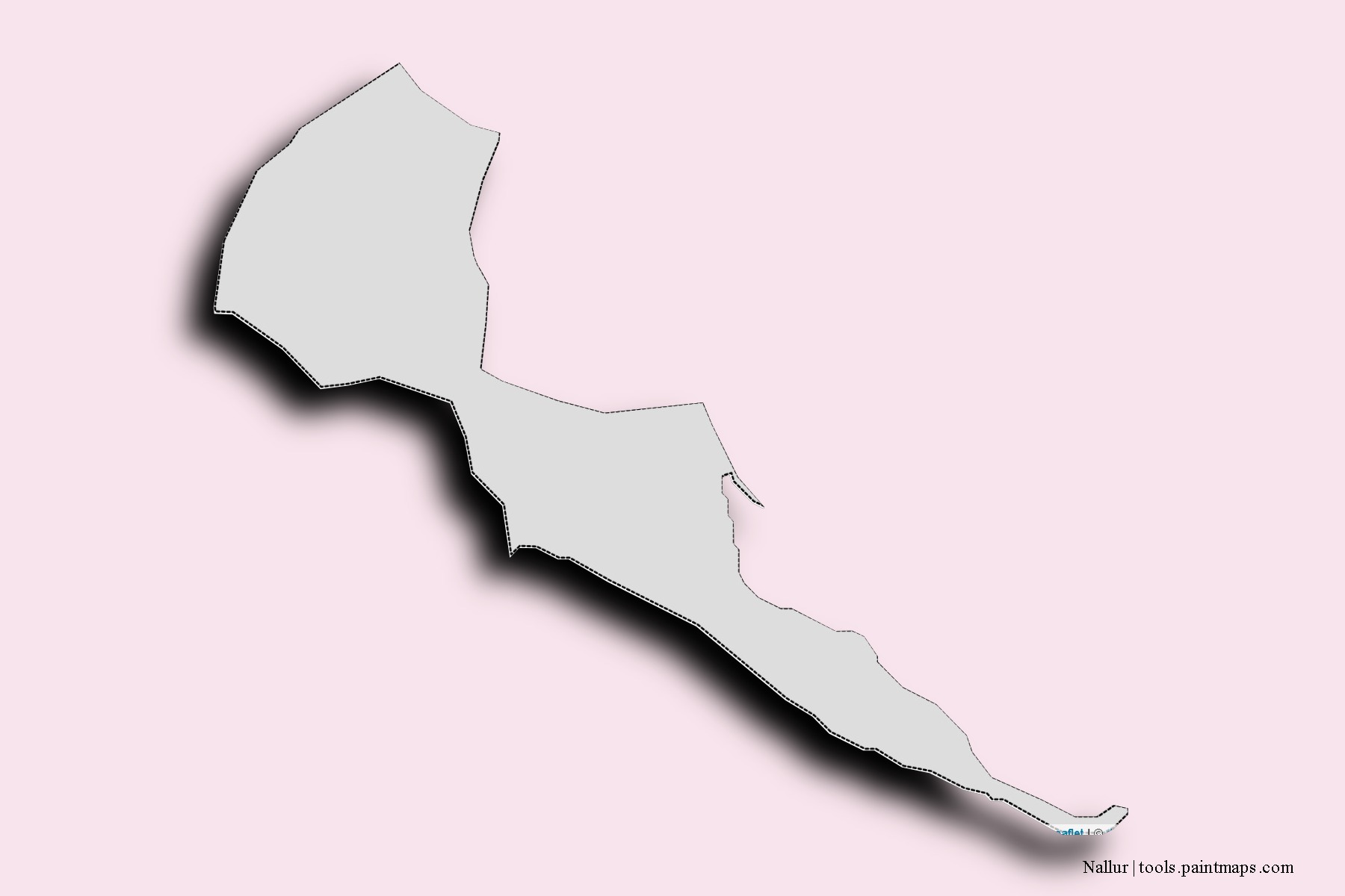 Mapa de barrios y pueblos de Nallur con efecto de sombra 3D