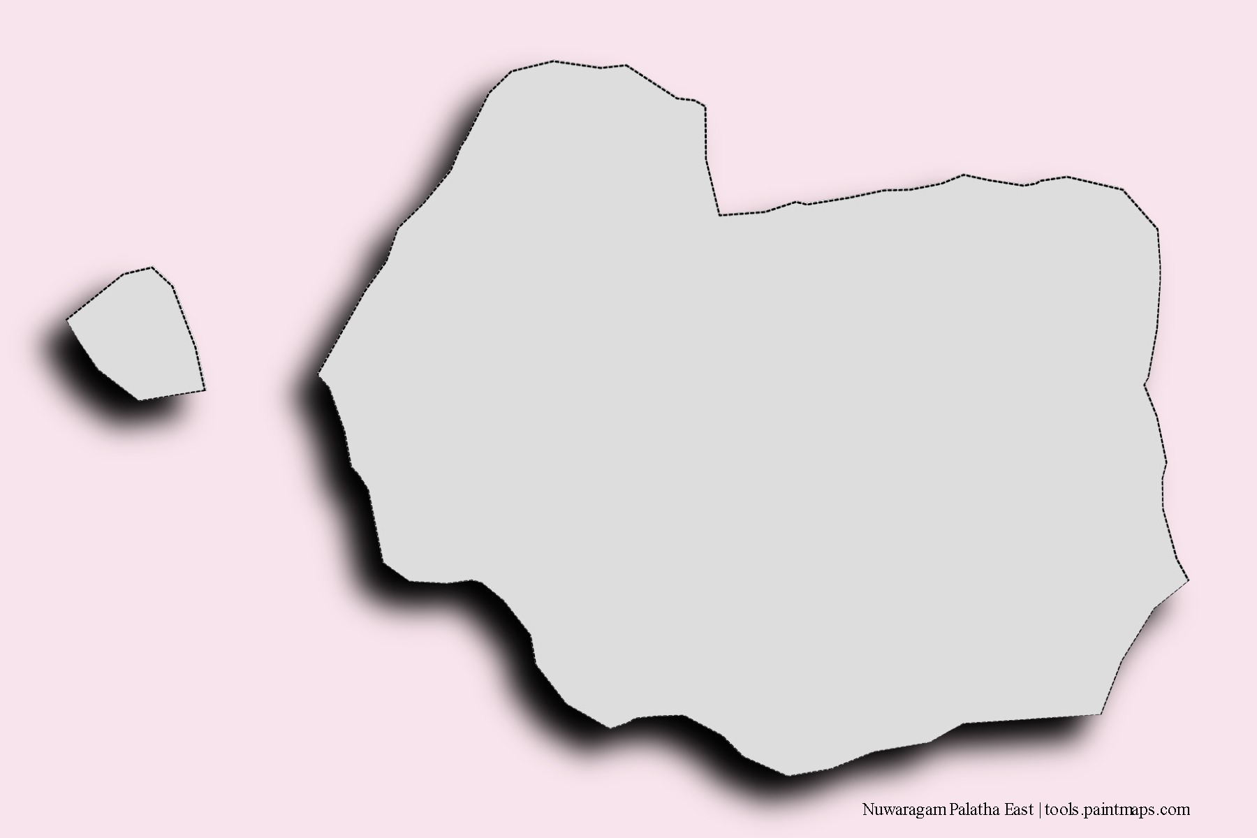 Mapa de barrios y pueblos de Nuwaragam Palatha East con efecto de sombra 3D