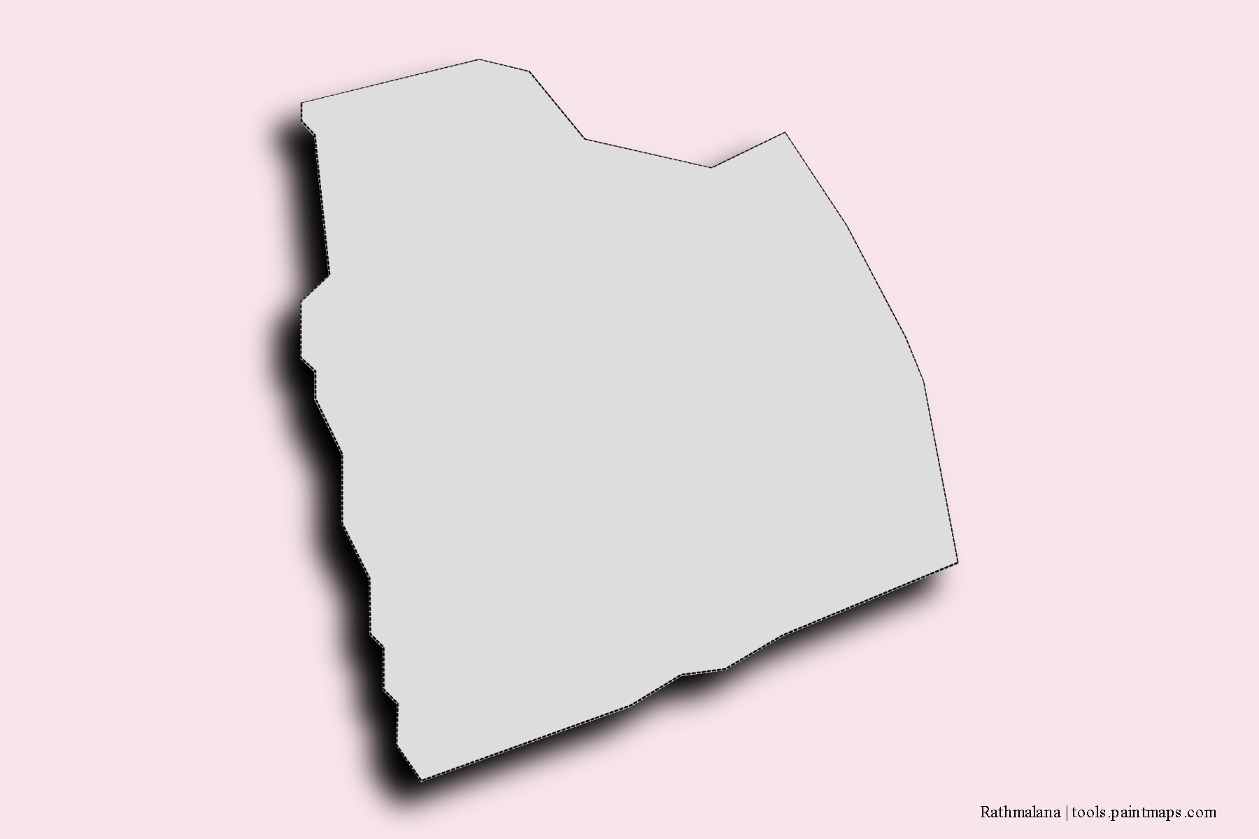 Mapa de barrios y pueblos de Rathmalana con efecto de sombra 3D