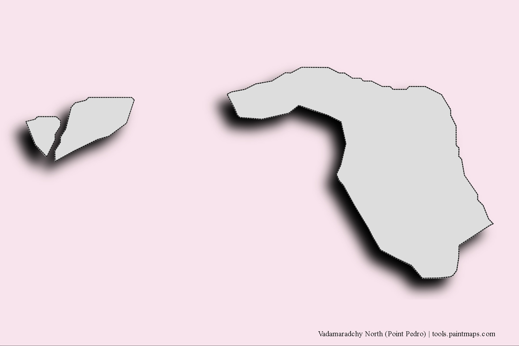 Vadamaradchi North neighborhoods and villages map with 3D shadow effect