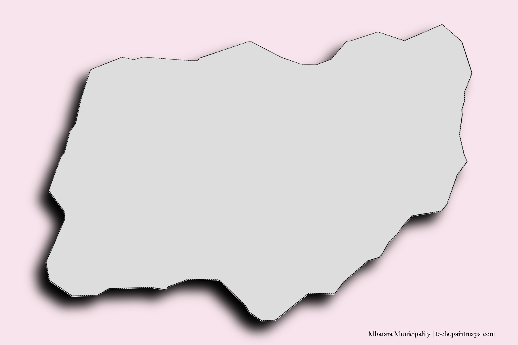 Mbarara neighborhoods and villages map with 3D shadow effect