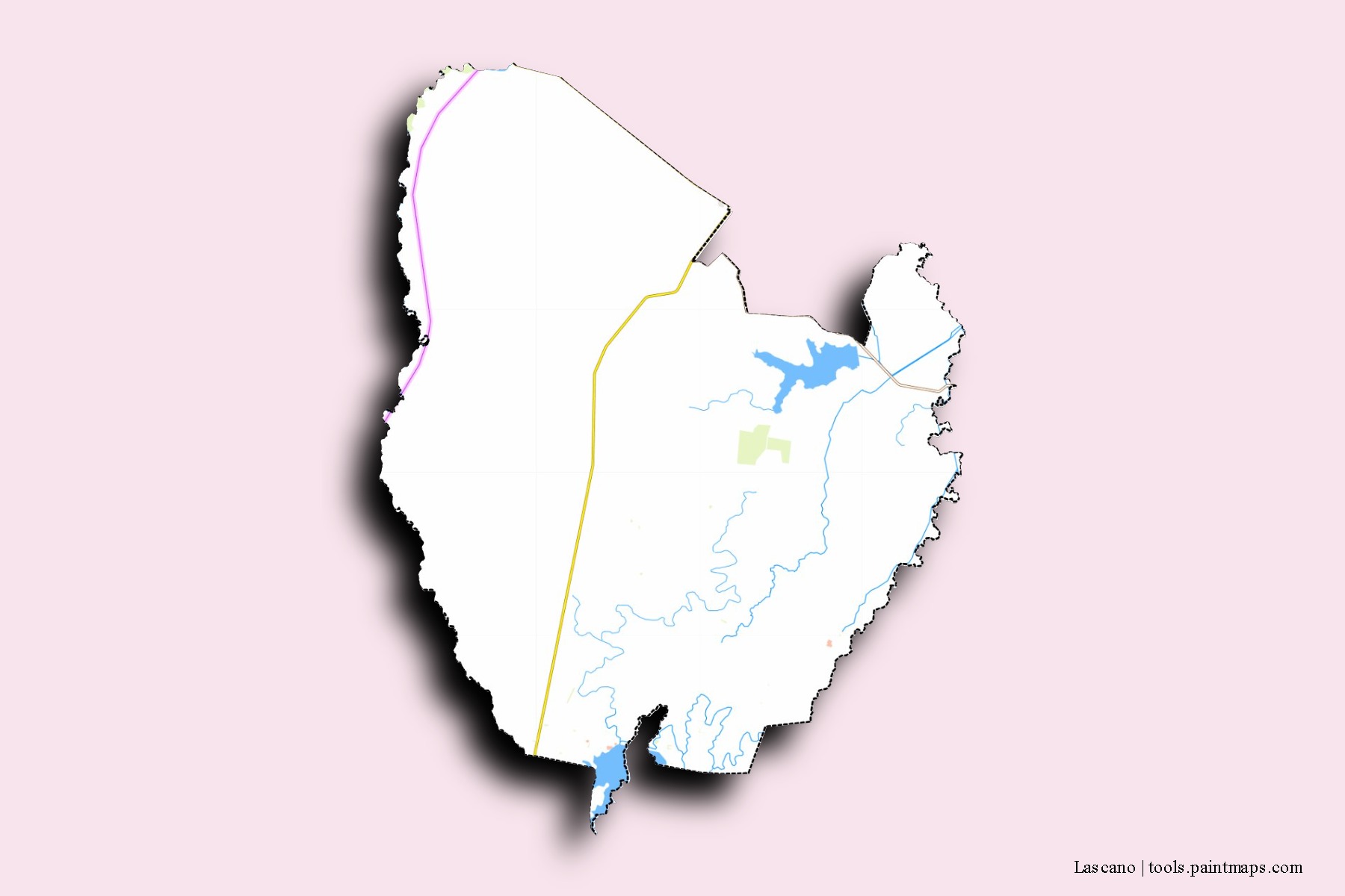 Lascano neighborhoods and villages map with 3D shadow effect