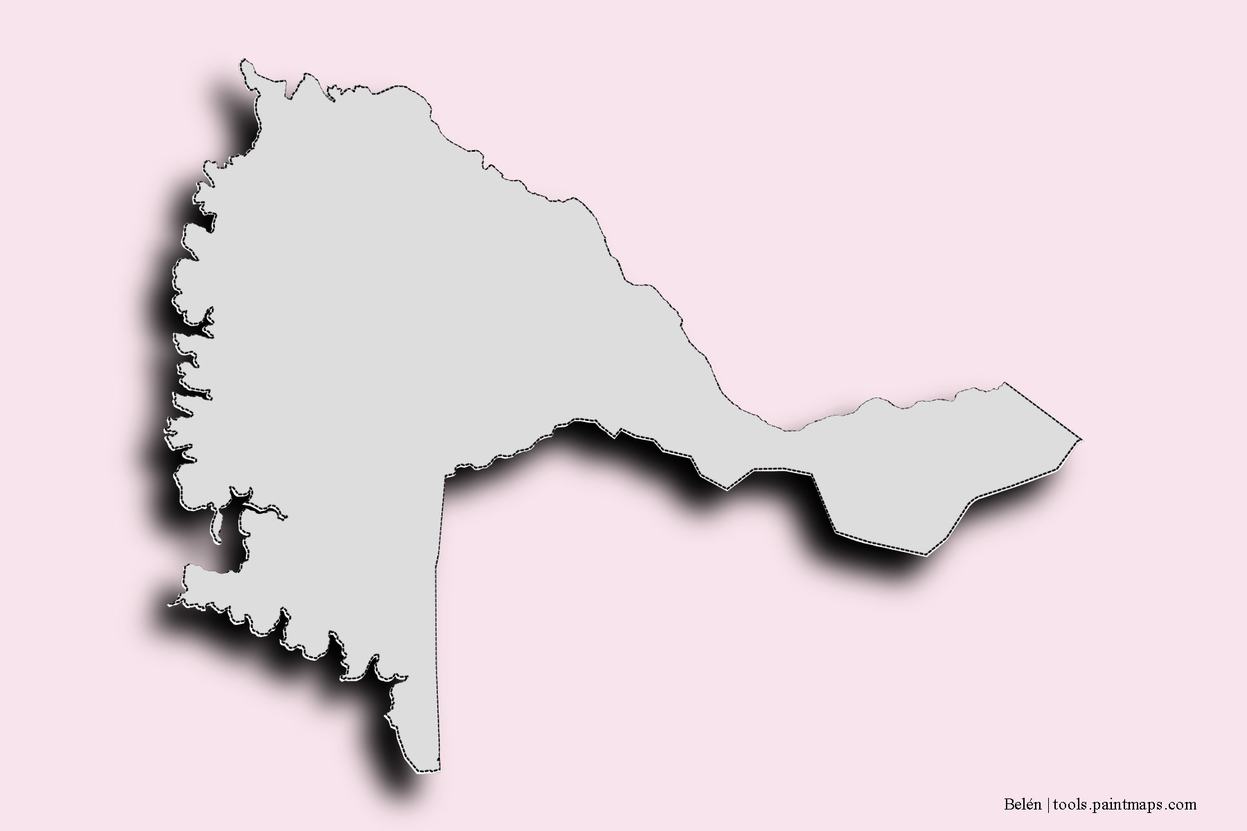 Belén neighborhoods and villages map with 3D shadow effect