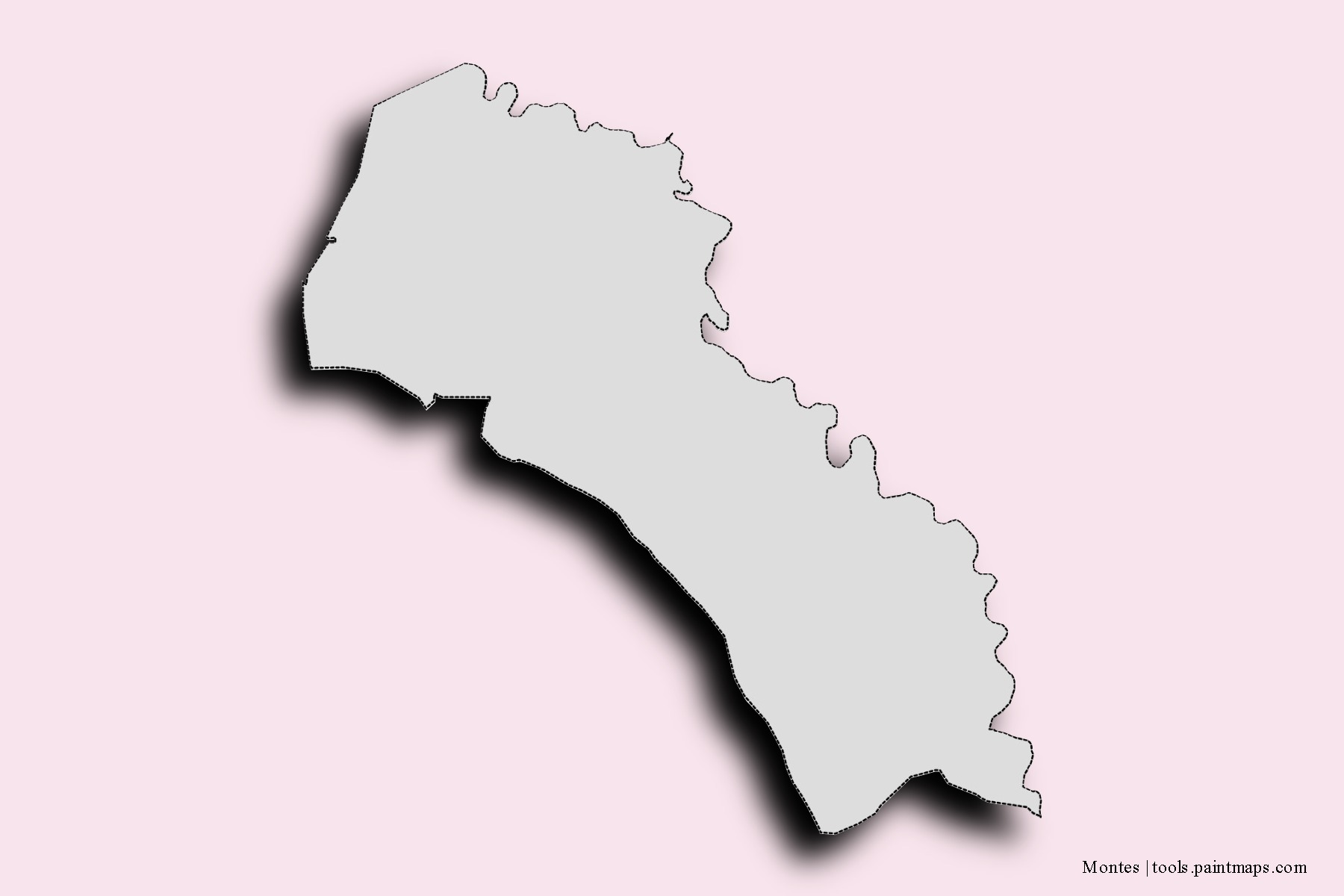 Mapa de barrios y pueblos de Montes con efecto de sombra 3D