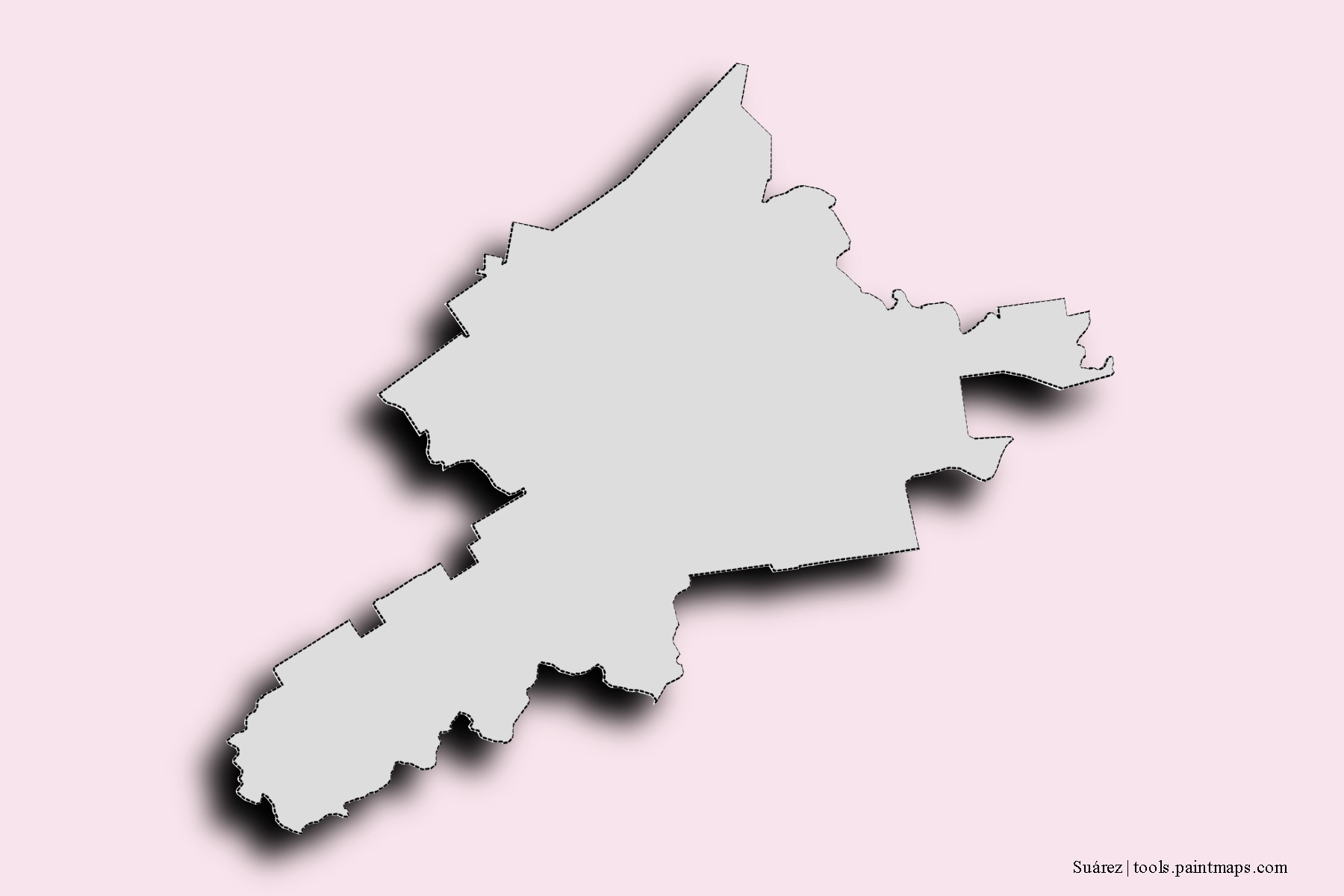 Mapa de barrios y pueblos de Suárez con efecto de sombra 3D