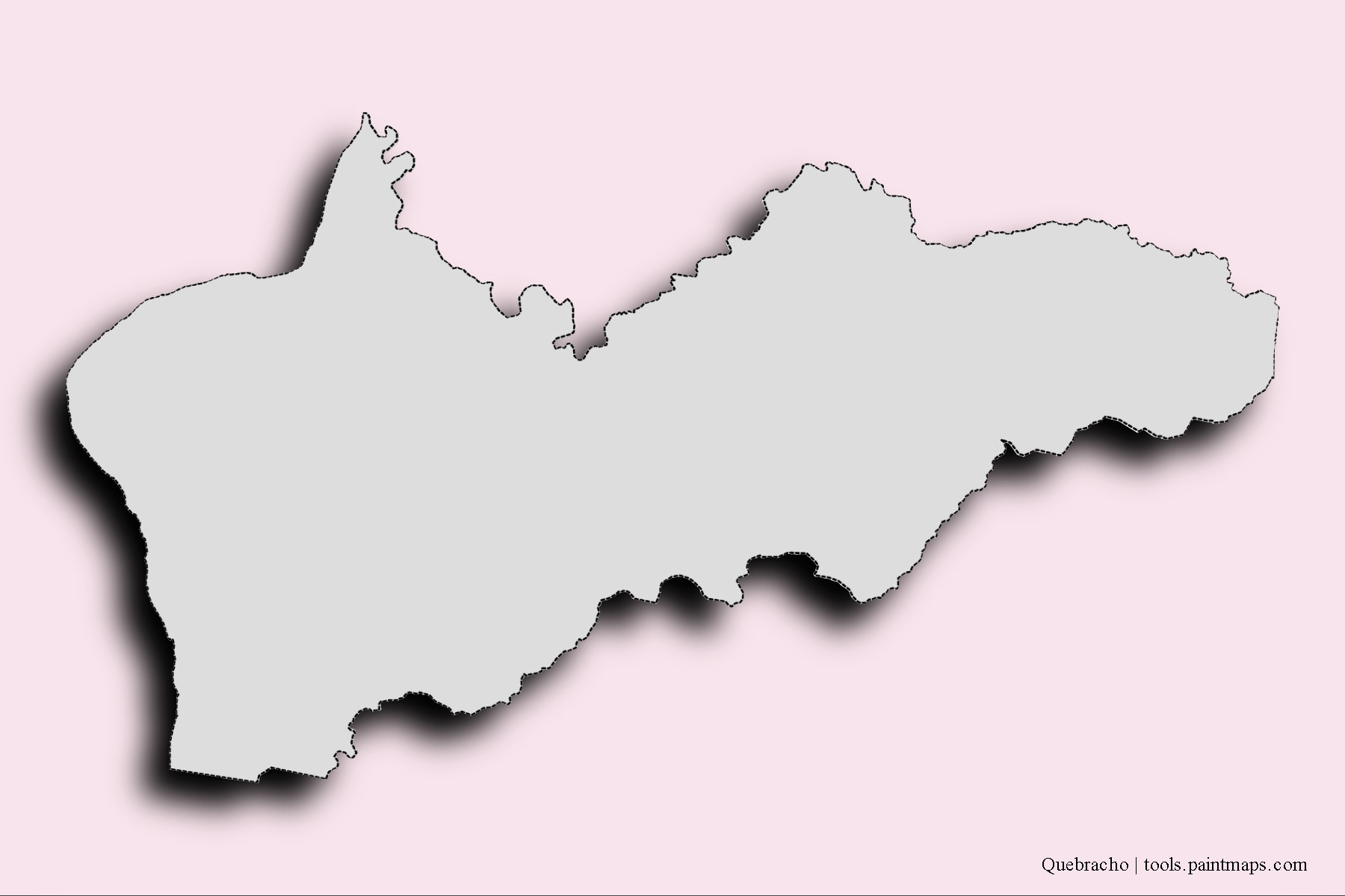 Mapa de barrios y pueblos de Quebracho con efecto de sombra 3D