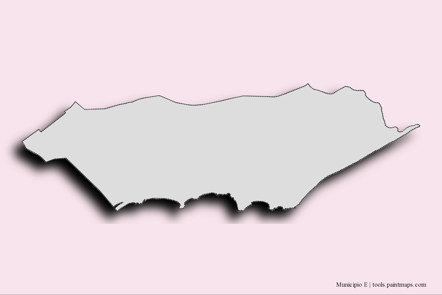 Municipio E neighborhoods and villages map with 3D shadow effect