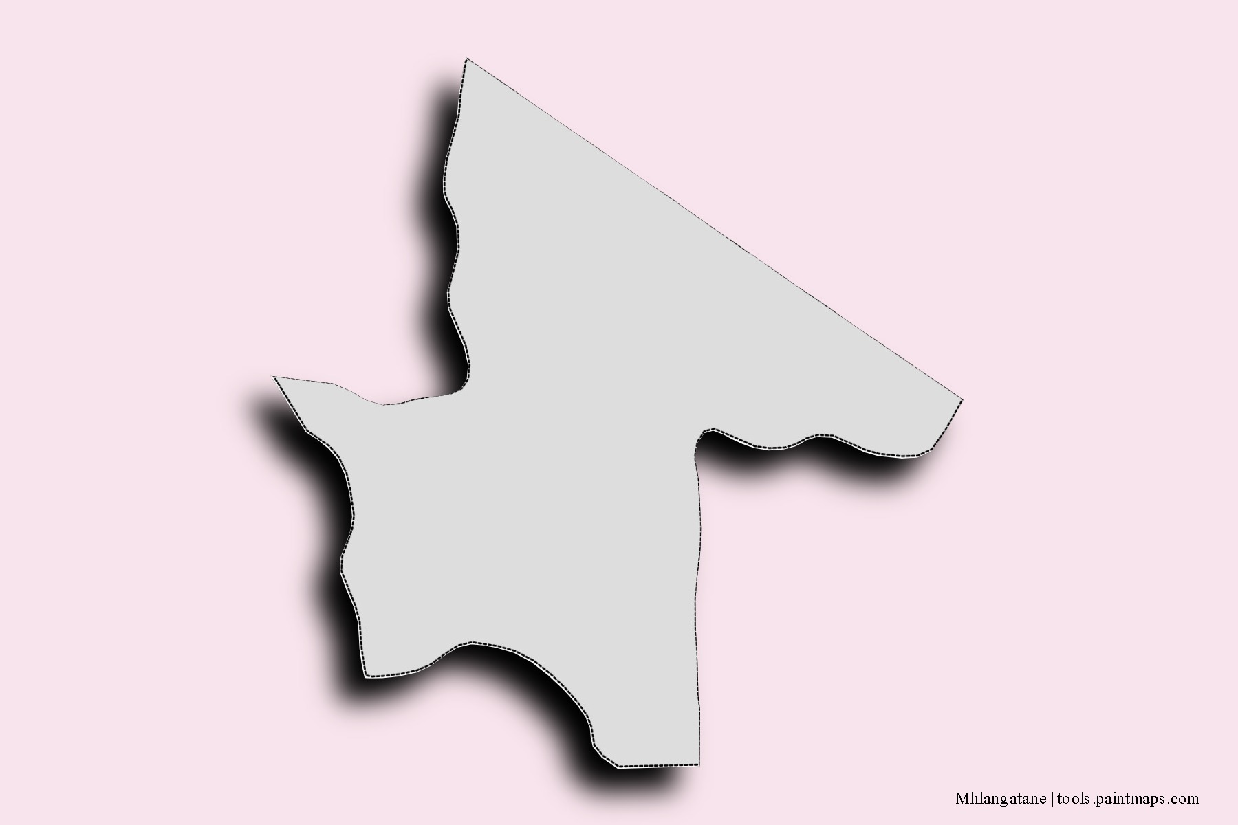 Mhlangatane neighborhoods and villages map with 3D shadow effect