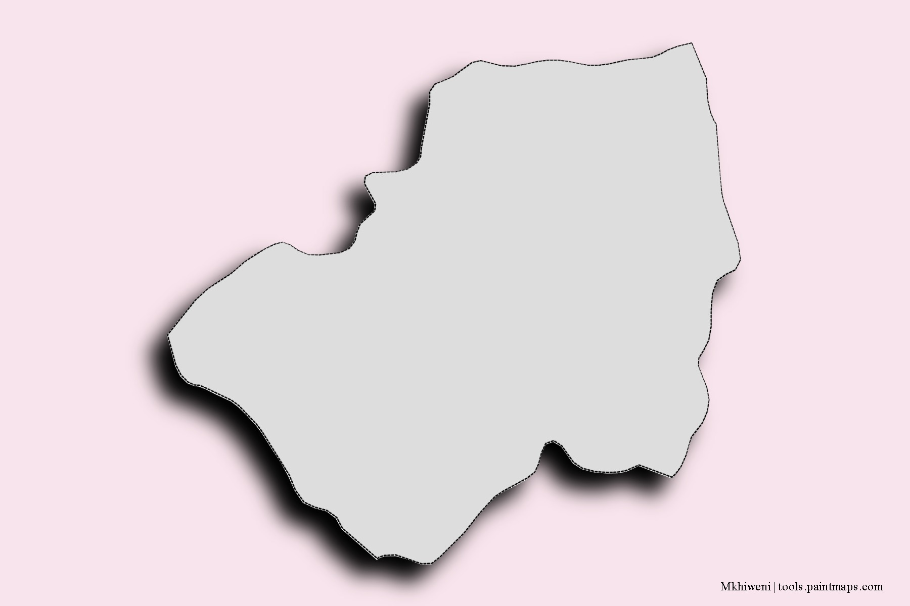 Mapa de barrios y pueblos de Mkhiweni con efecto de sombra 3D