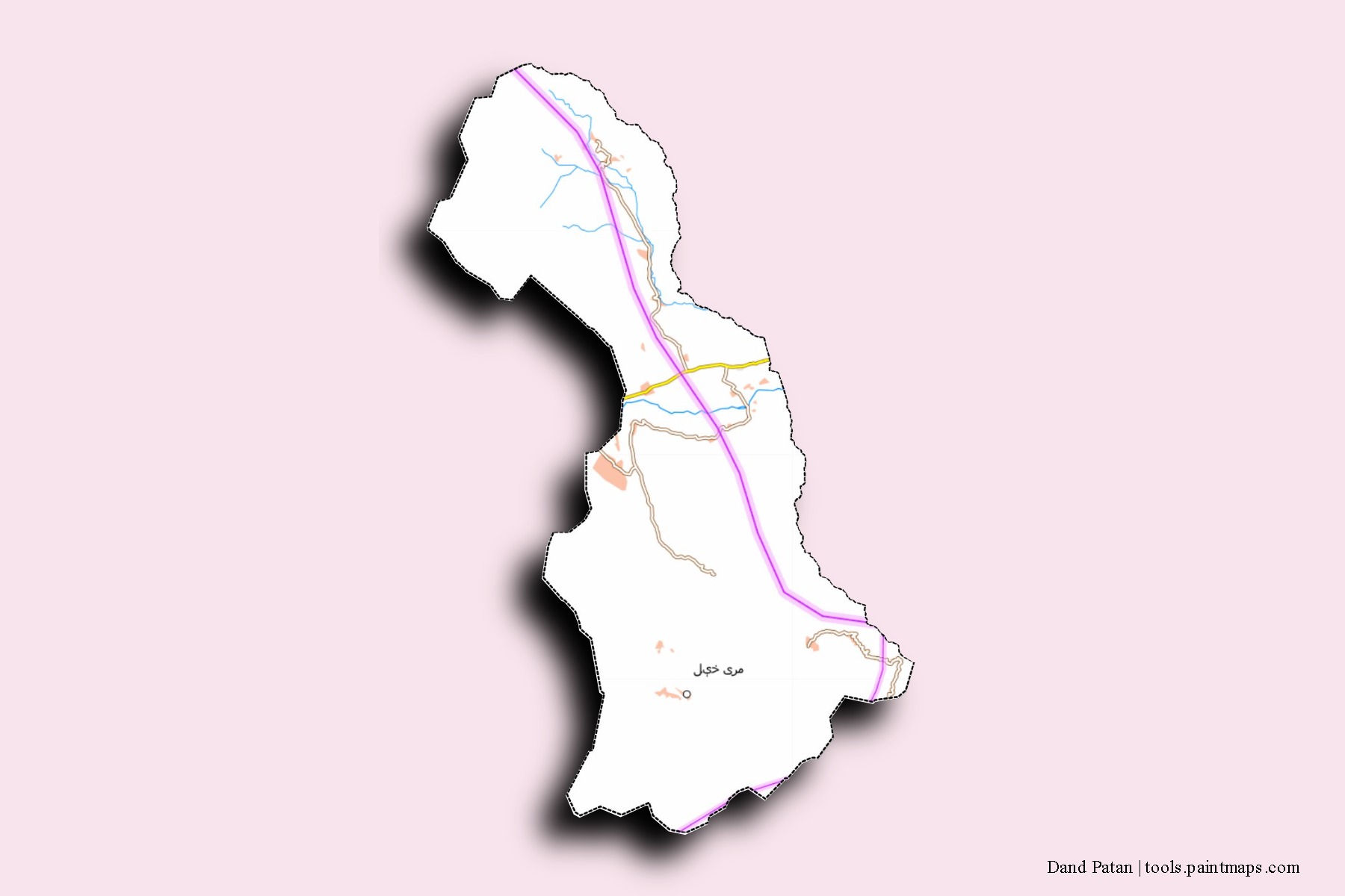 3D gölge efektli Dand Patan mahalleleri ve köyleri haritası