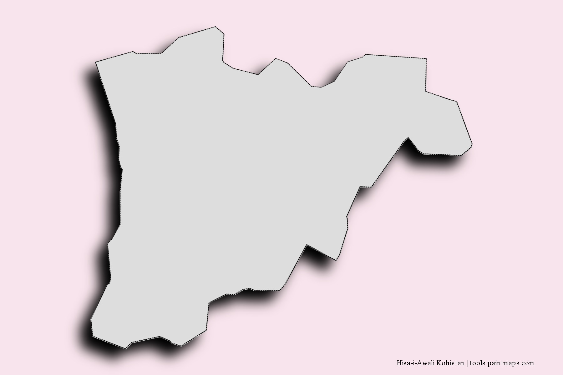 Mapa de barrios y pueblos de Hisa-i-Awali Kohistan con efecto de sombra 3D