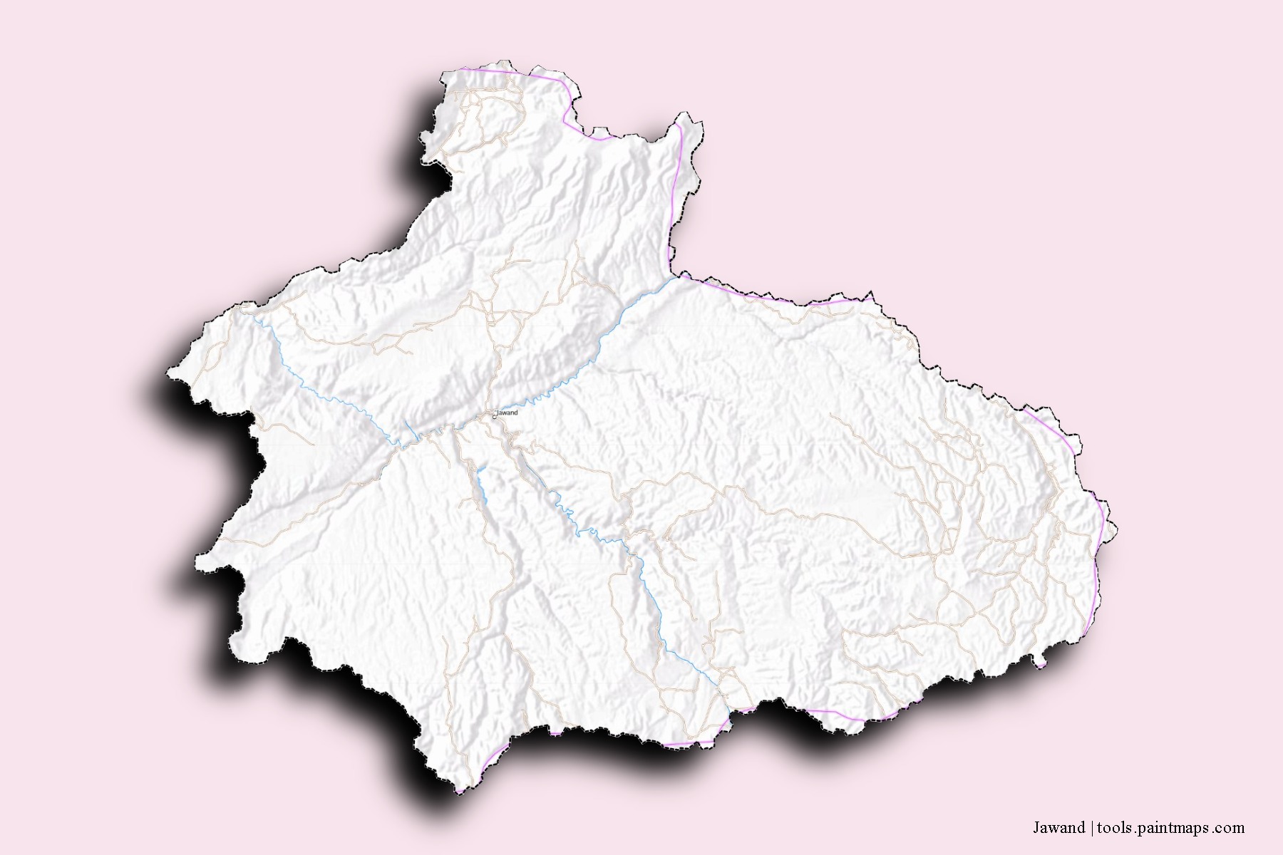 Mapa de barrios y pueblos de Jawand con efecto de sombra 3D