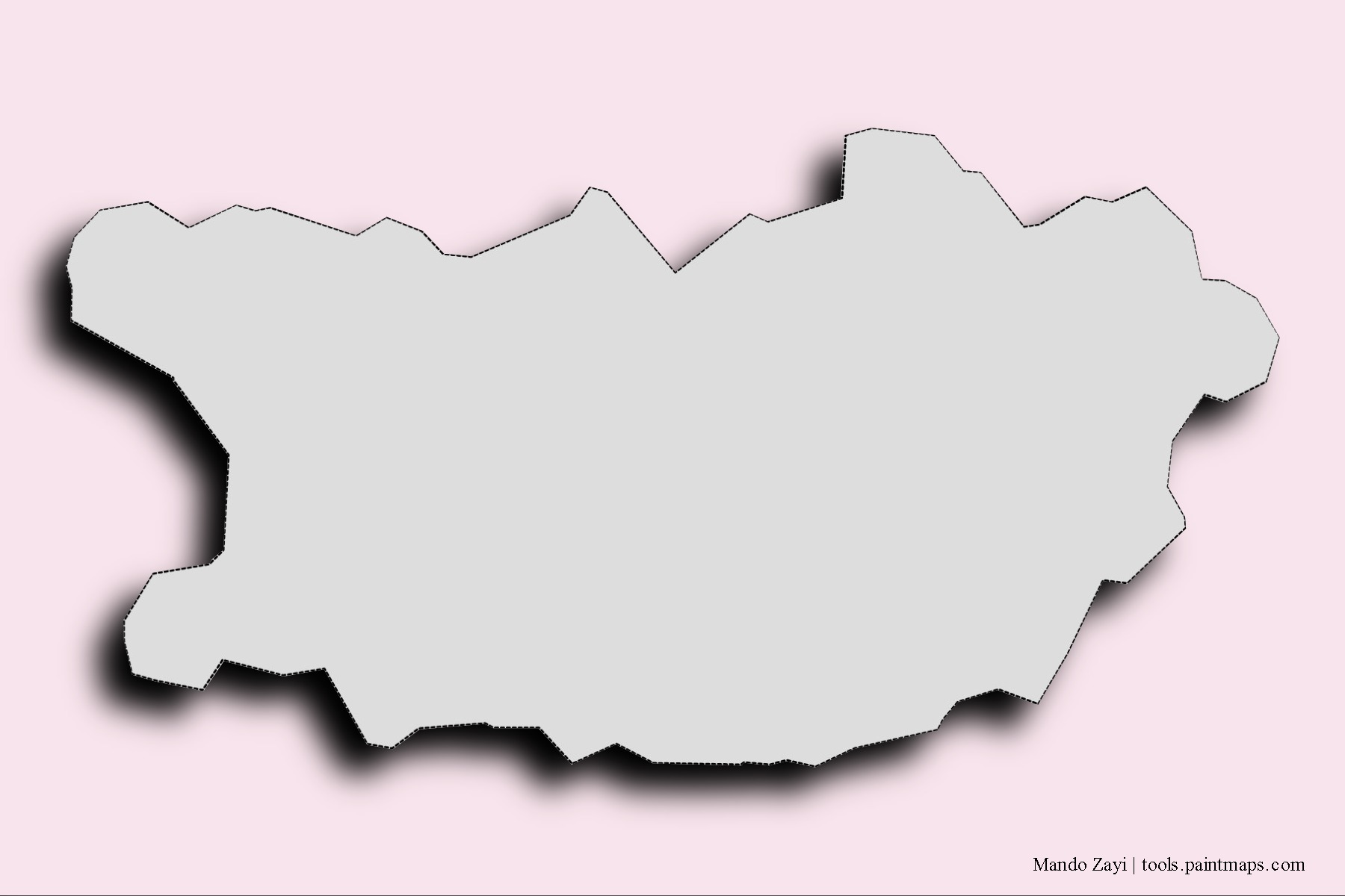 Mapa de barrios y pueblos de Mando Zayi con efecto de sombra 3D