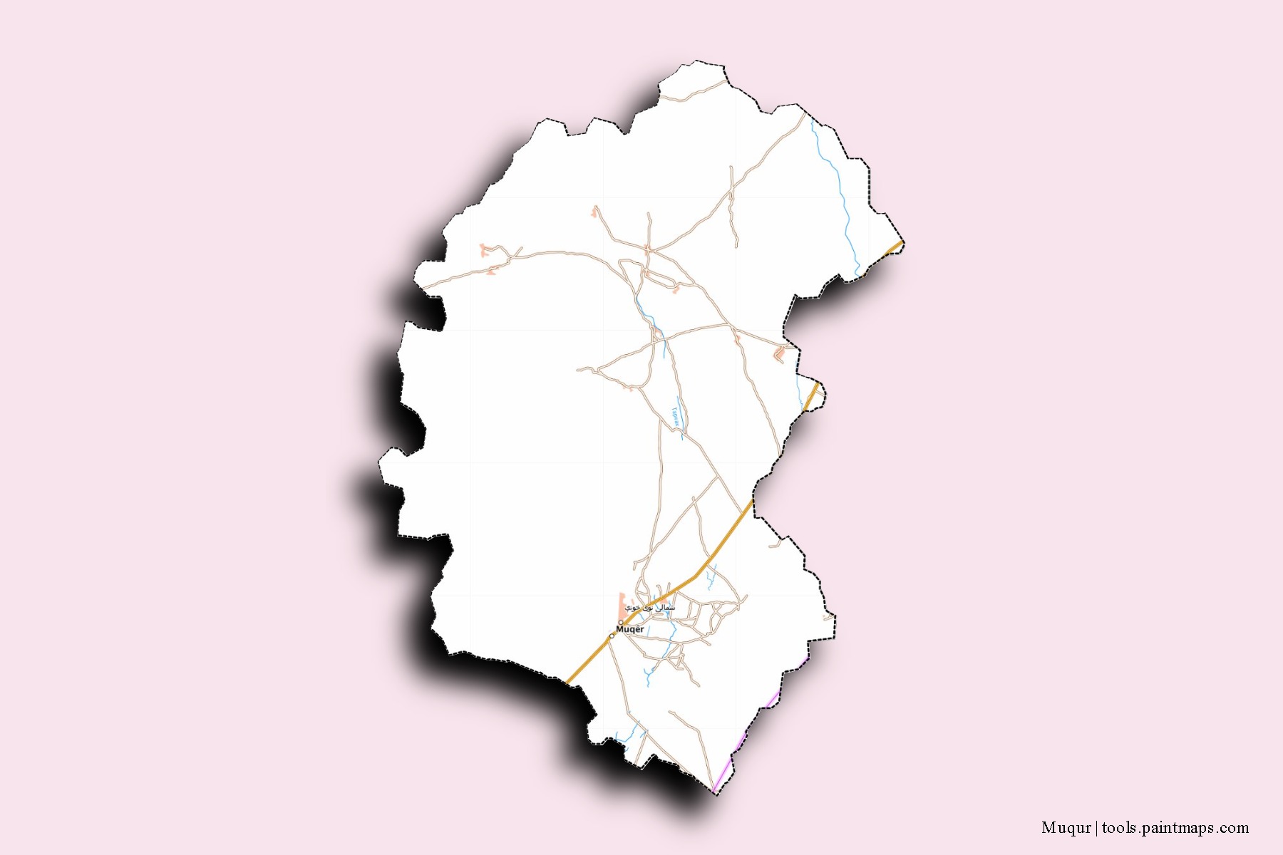 Muqur neighborhoods and villages map with 3D shadow effect