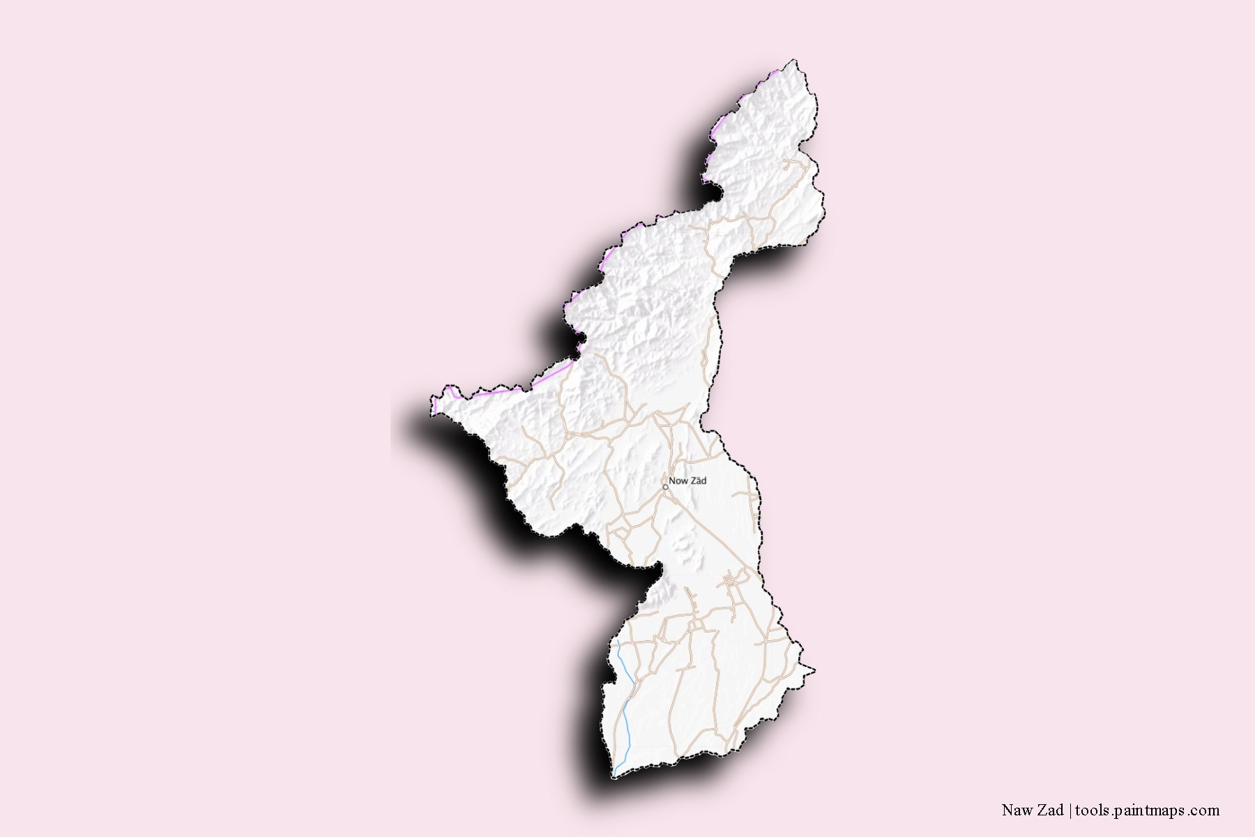 Mapa de barrios y pueblos de Naw Zad con efecto de sombra 3D