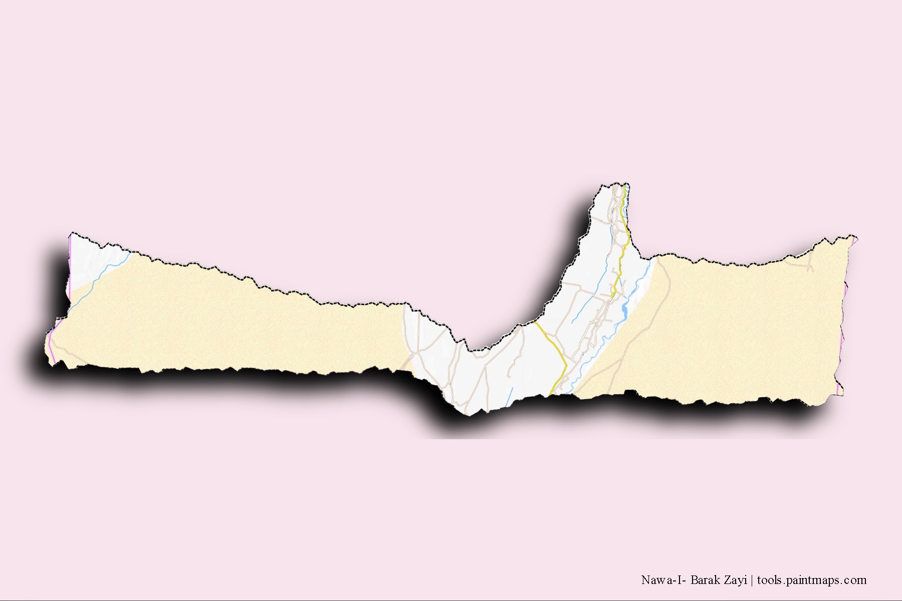 Nawa-i-Barak Zayi neighborhoods and villages map with 3D shadow effect