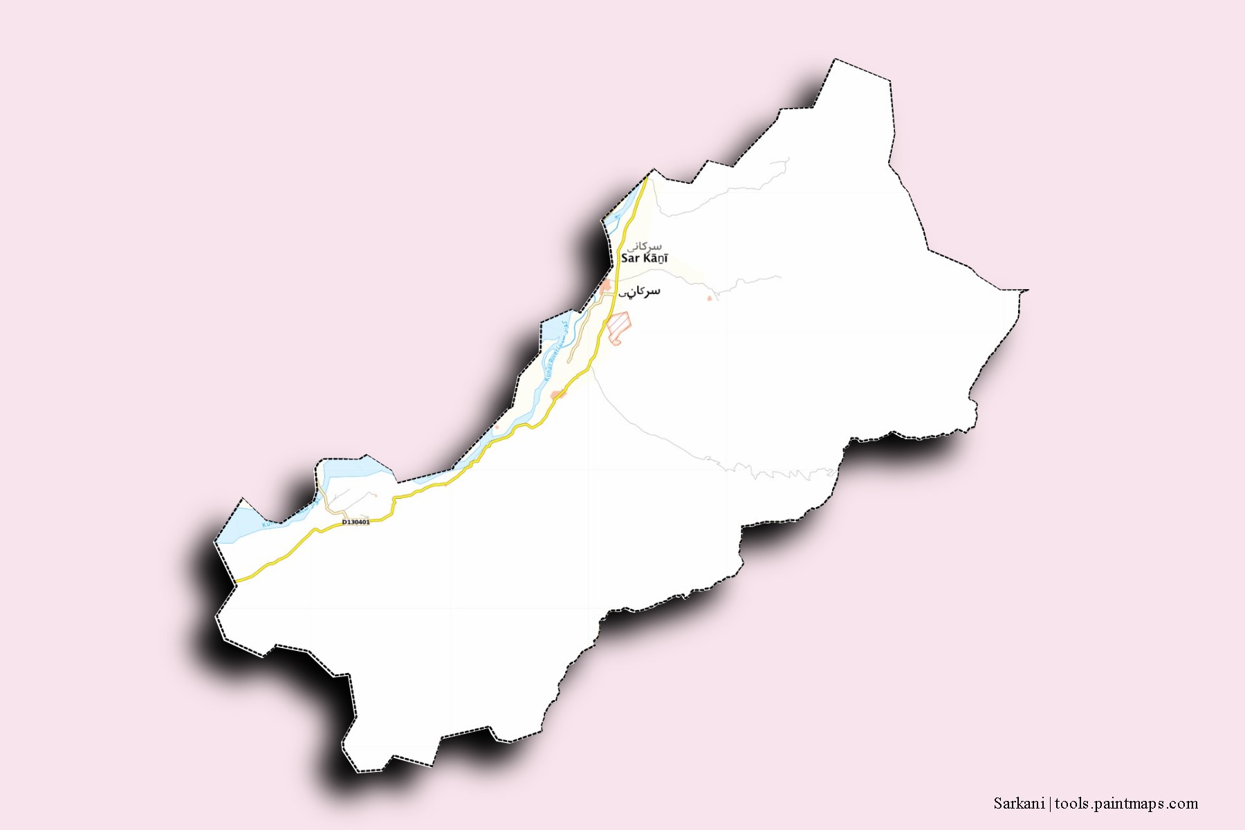 Sirkanay neighborhoods and villages map with 3D shadow effect