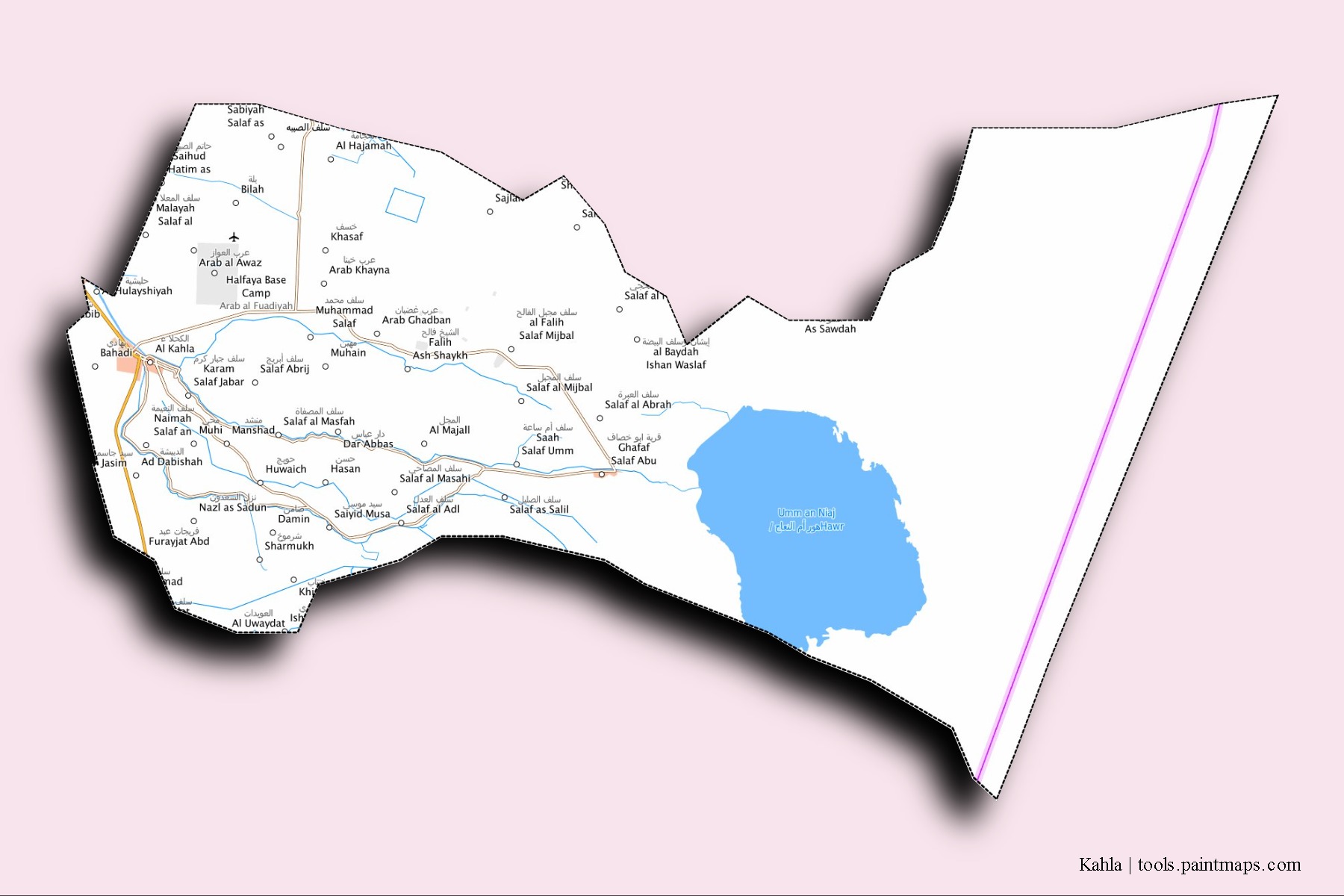 Mapa de barrios y pueblos de Kahla con efecto de sombra 3D