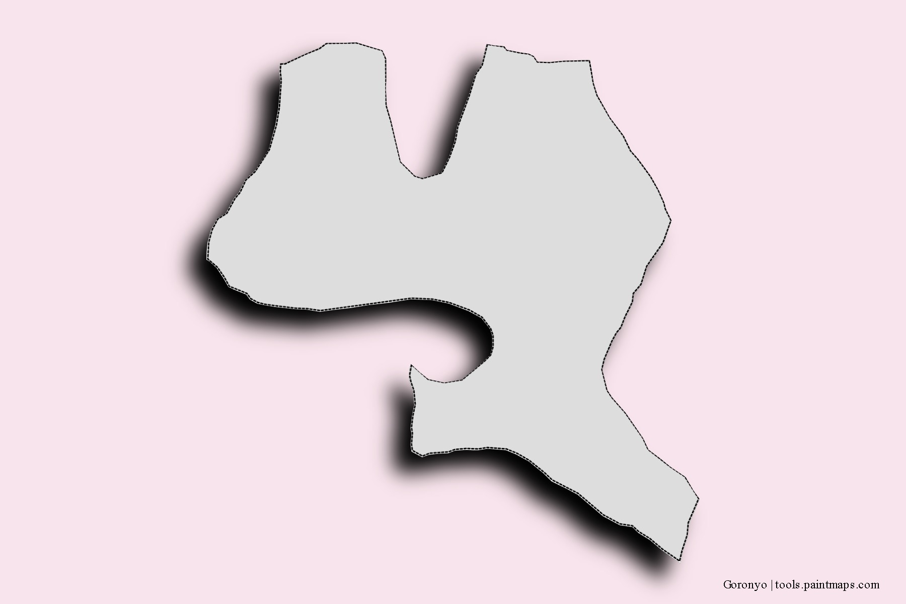 Mapa de barrios y pueblos de Goronyo con efecto de sombra 3D