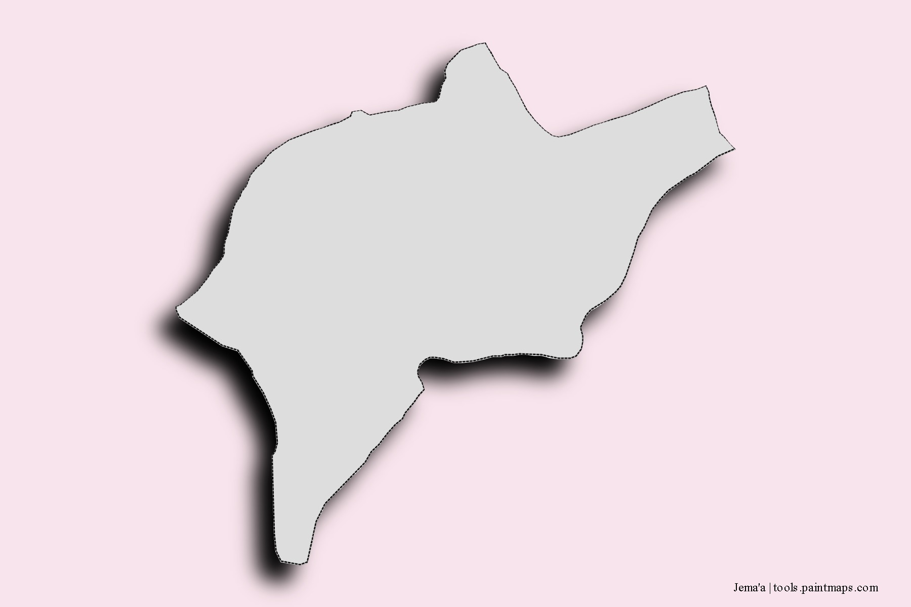 Mapa de barrios y pueblos de Jema'a con efecto de sombra 3D