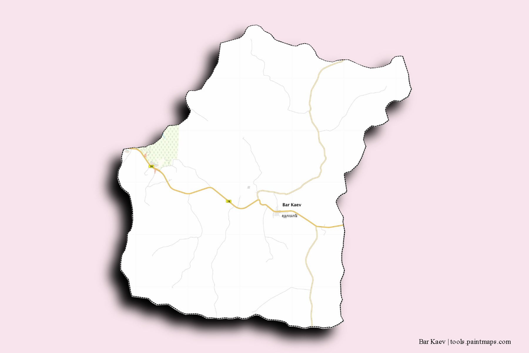 Mapa de barrios y pueblos de Bar Kaev con efecto de sombra 3D