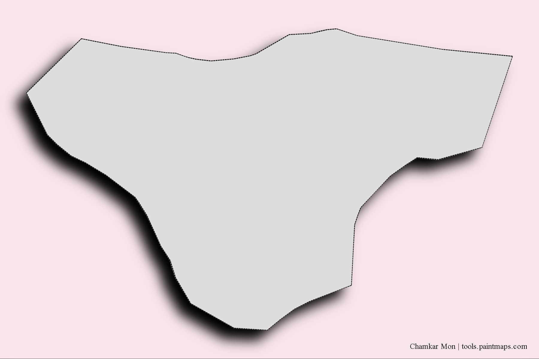 Mapa de barrios y pueblos de Chamkar Mon con efecto de sombra 3D