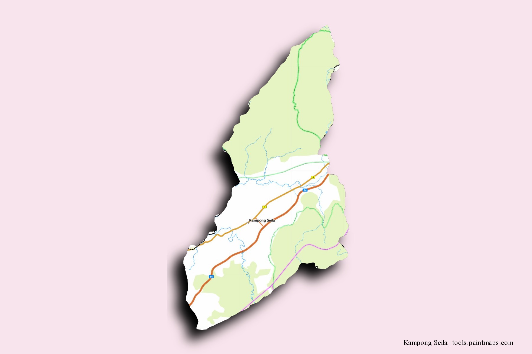 Kampong Seila neighborhoods and villages map with 3D shadow effect