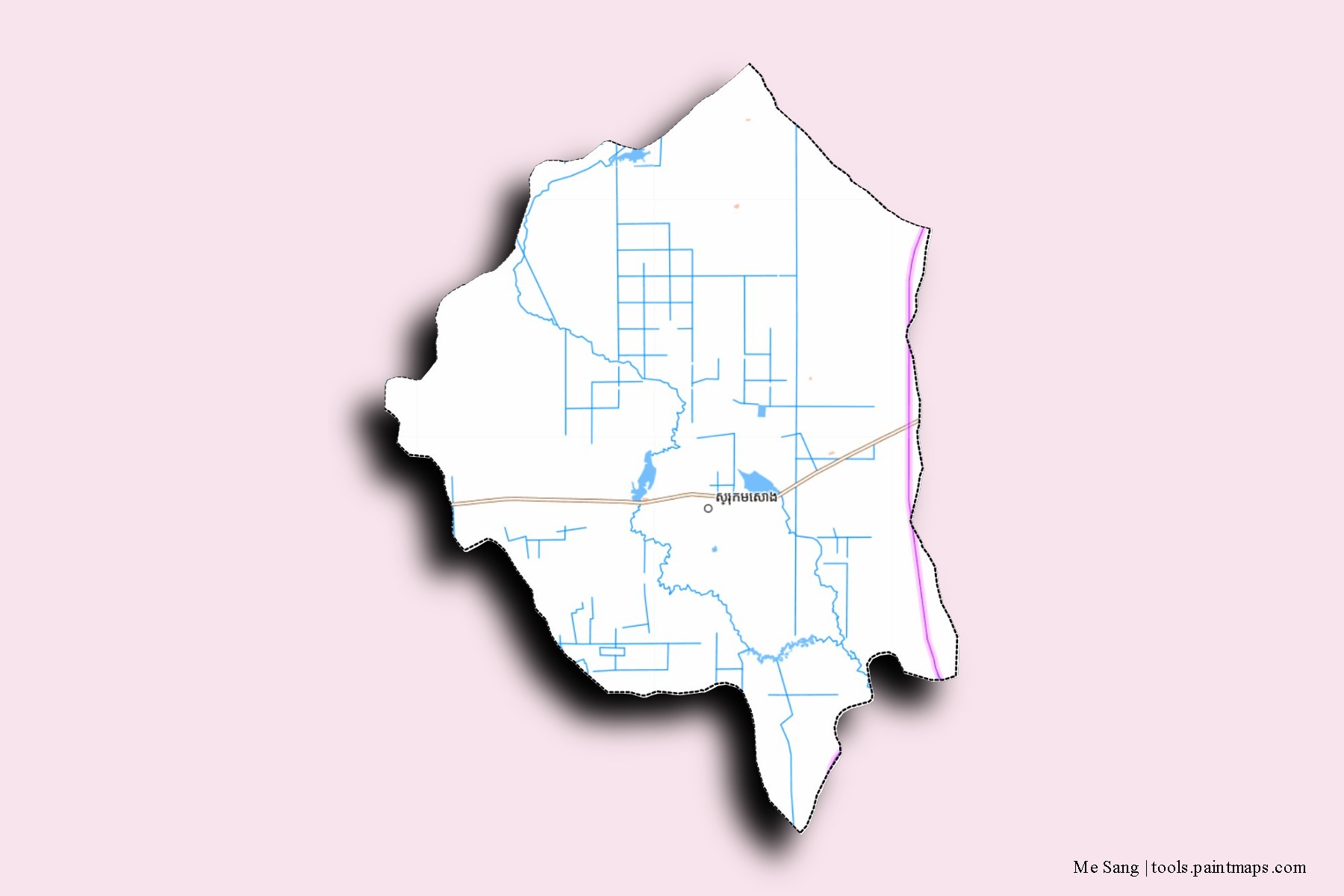 Me Sang neighborhoods and villages map with 3D shadow effect