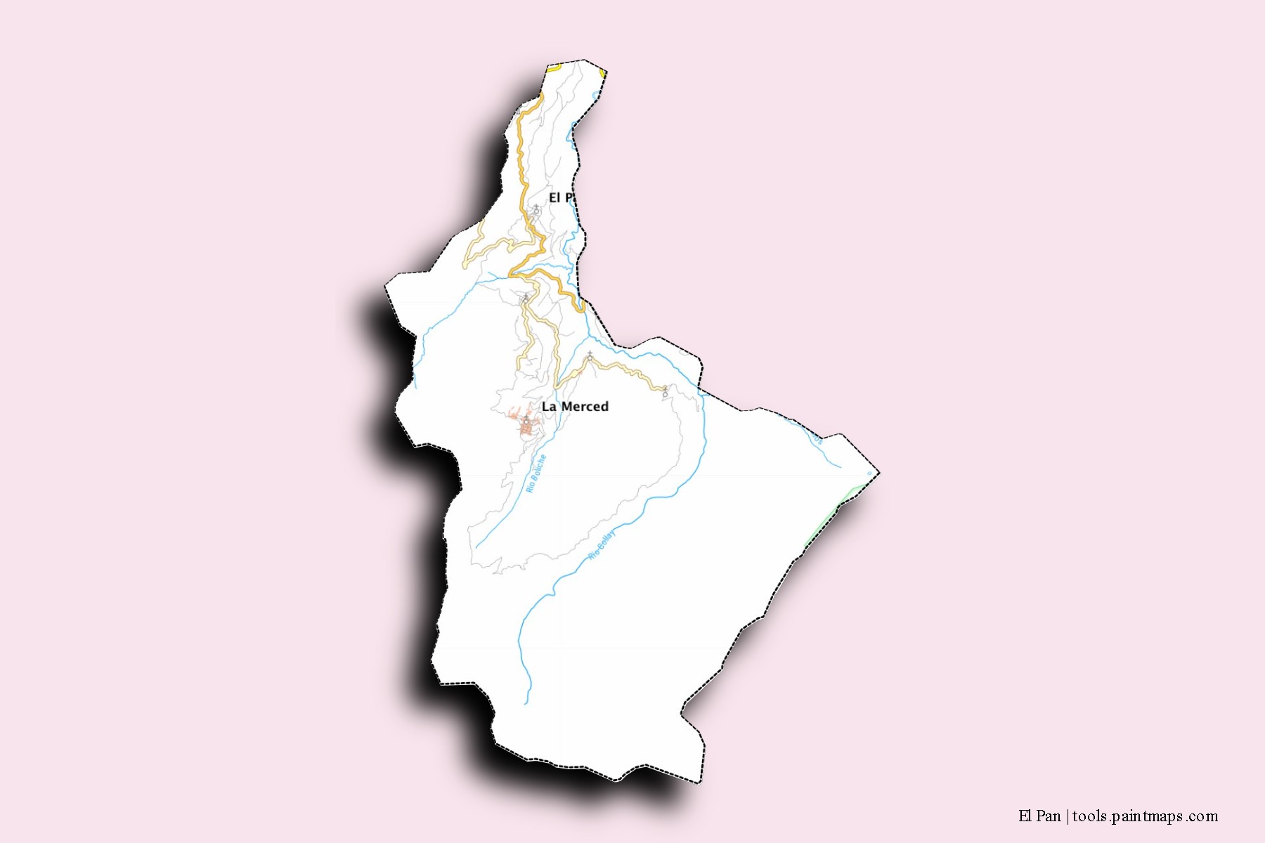 Mapa de barrios y pueblos de El Pan con efecto de sombra 3D