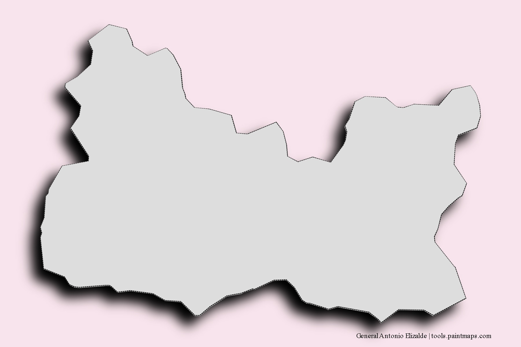 Mapa de barrios y pueblos de General Antonio Elizalde con efecto de sombra 3D