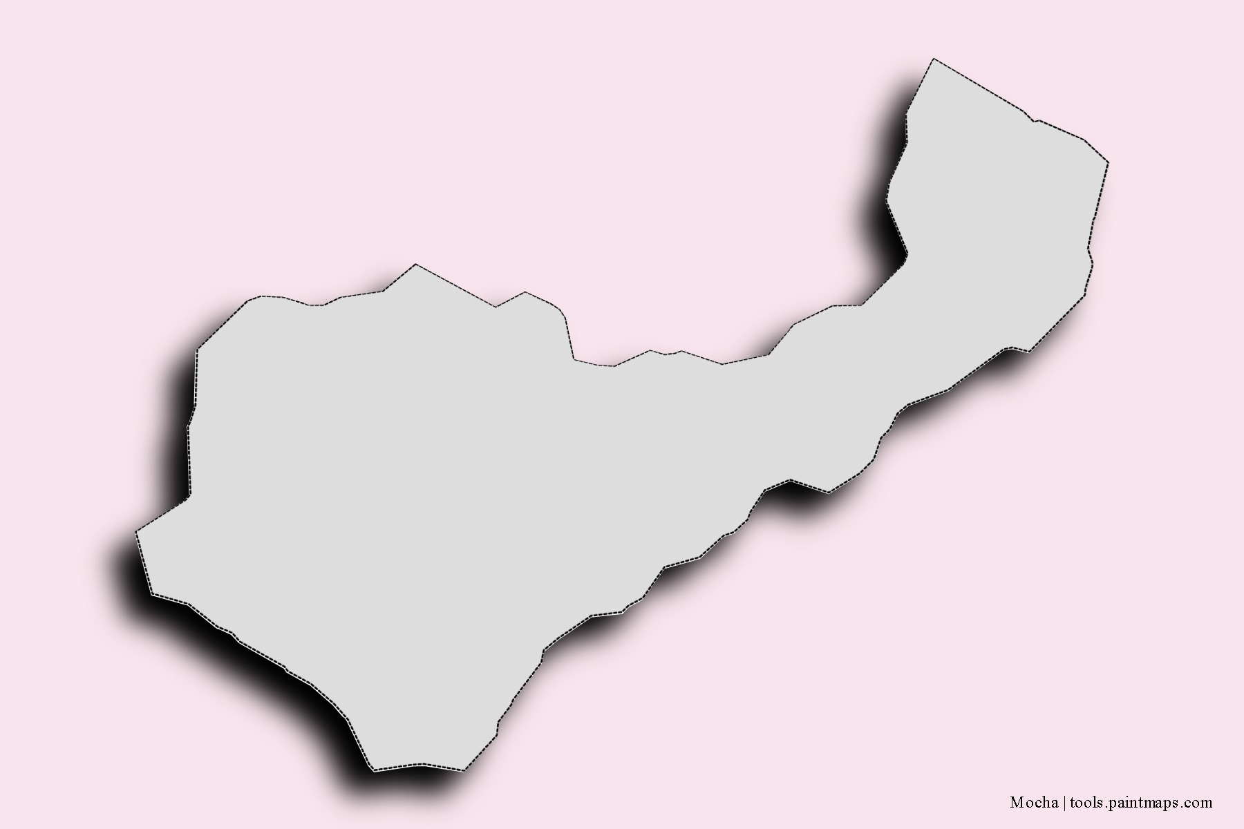 Mapa de barrios y pueblos de Mocha con efecto de sombra 3D