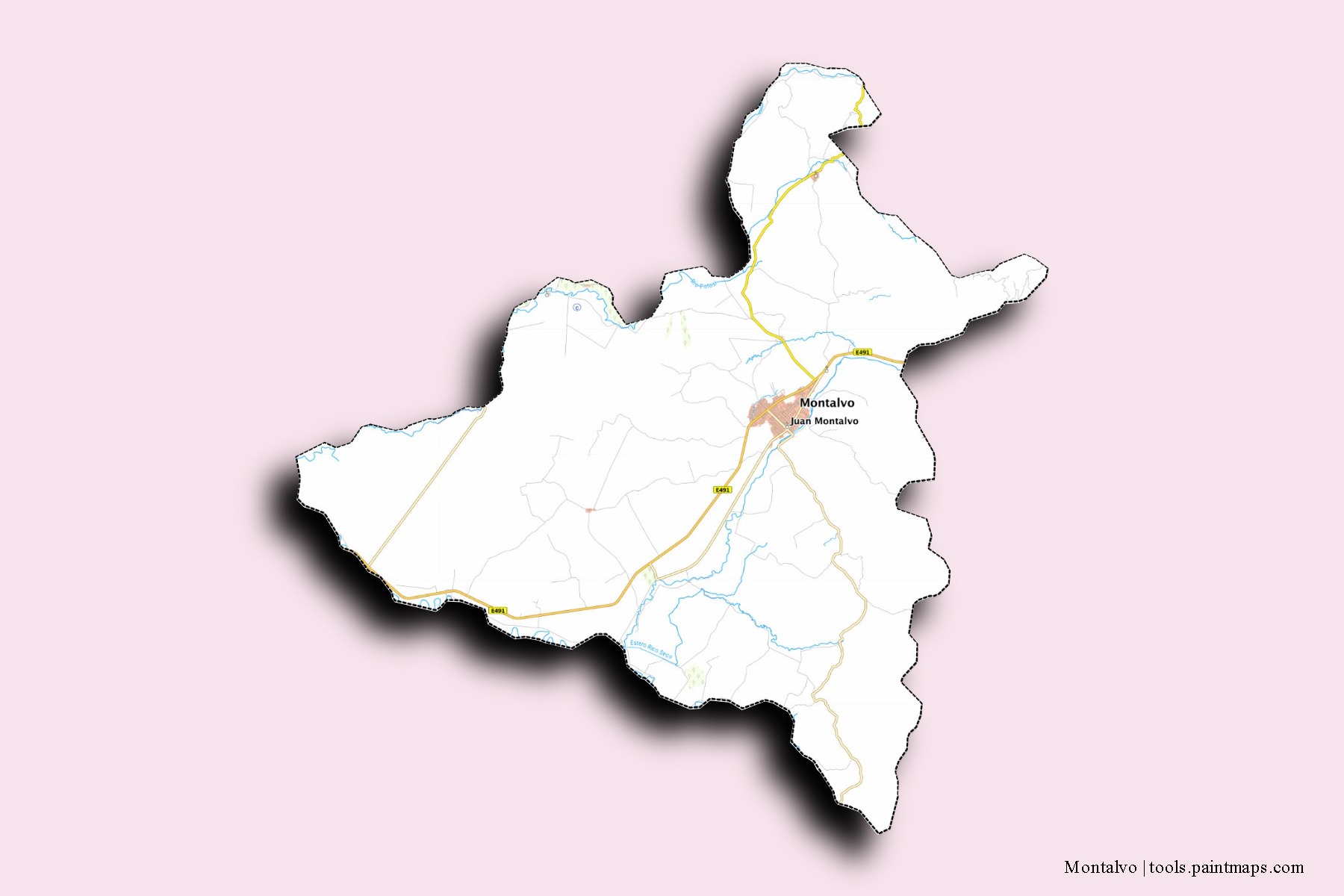 Montalvo neighborhoods and villages map with 3D shadow effect