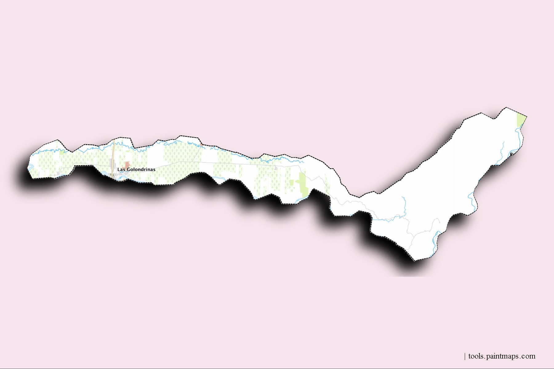 Mapa de barrios y pueblos de  con efecto de sombra 3D