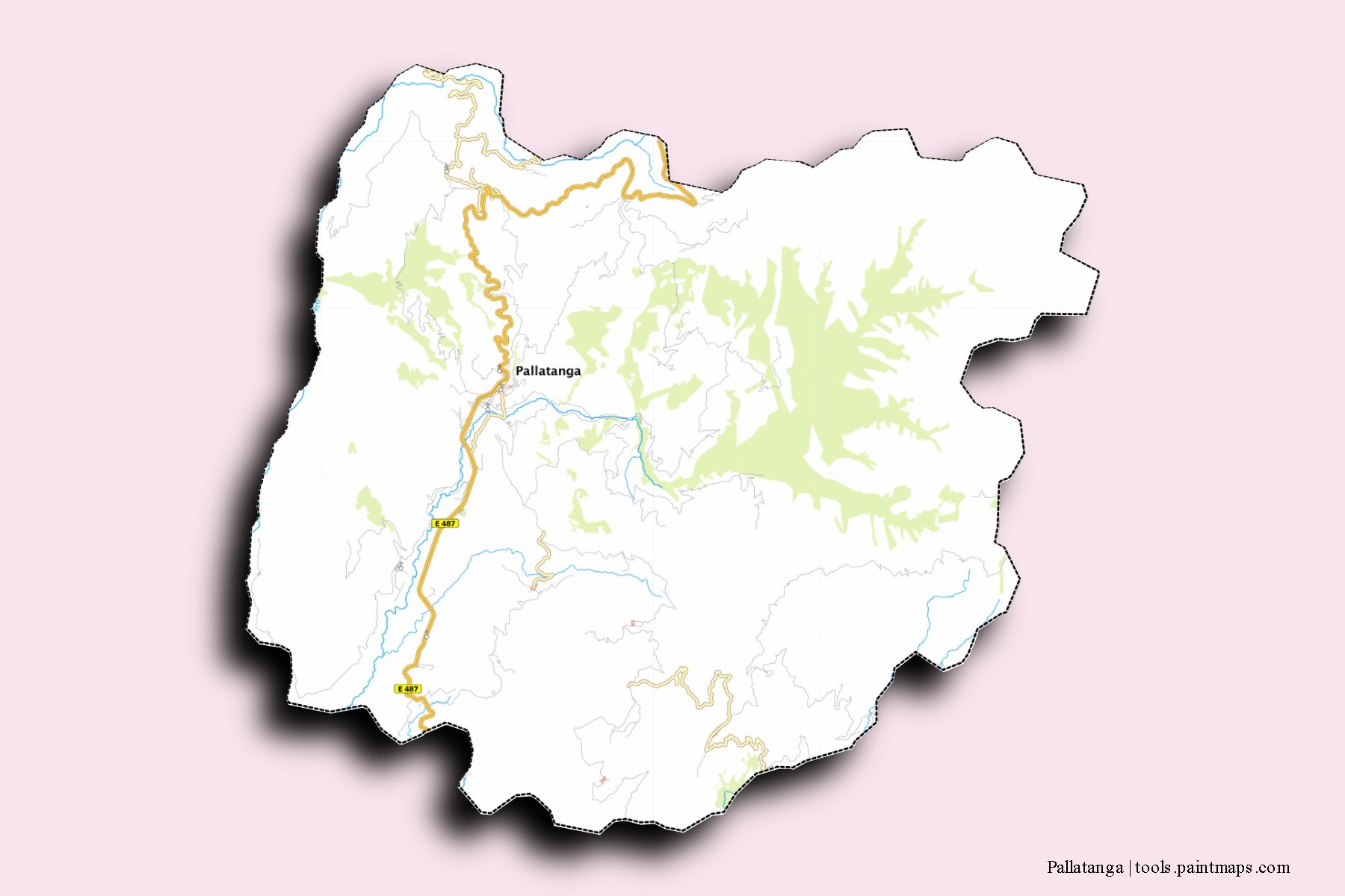 Mapa de barrios y pueblos de Pallatanga con efecto de sombra 3D