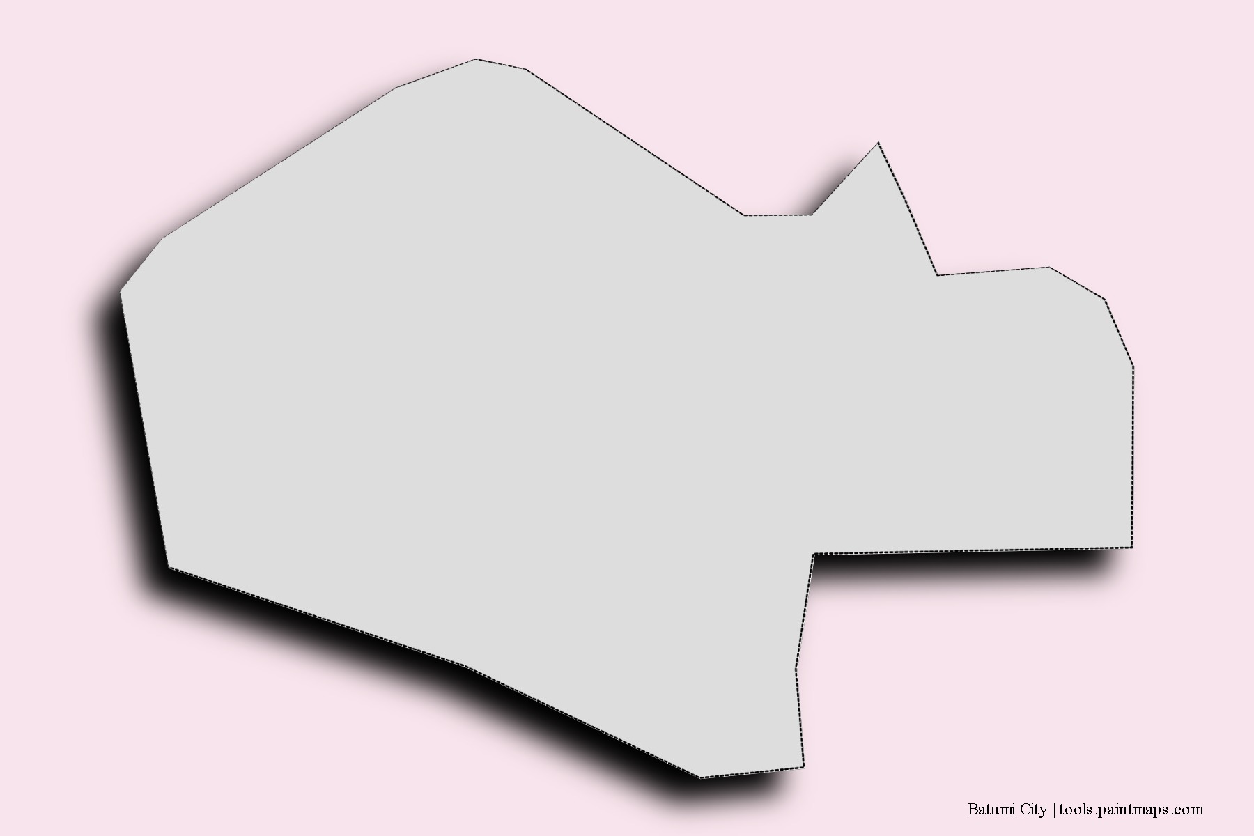 Mapa de barrios y pueblos de Batumi City con efecto de sombra 3D