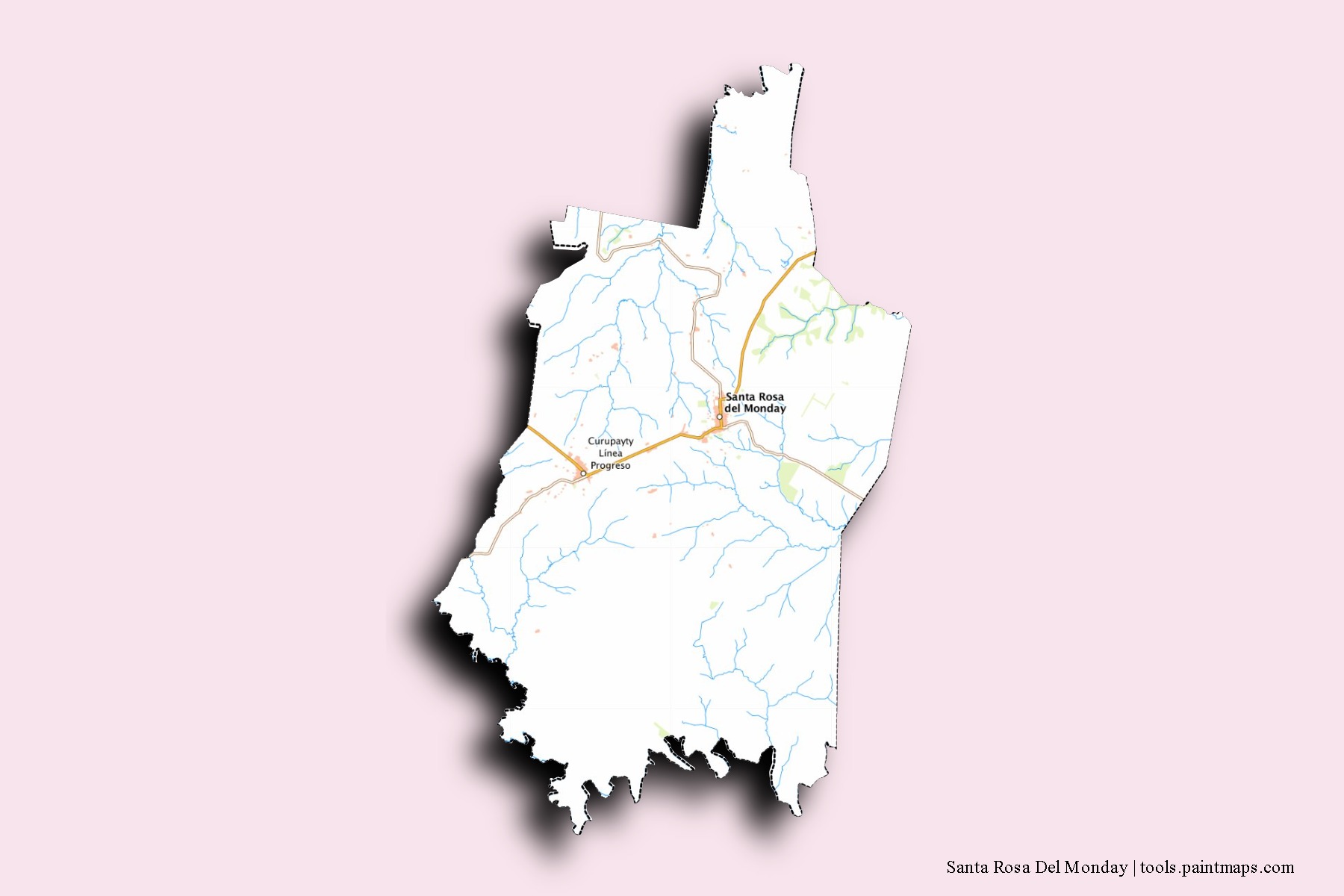 Mapa de barrios y pueblos de Santa Rosa Del Monday con efecto de sombra 3D