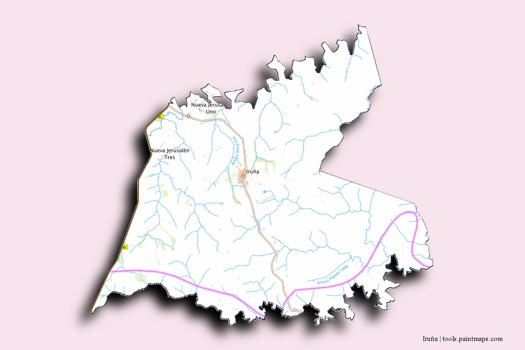 Iruña neighborhoods and villages map with 3D shadow effect