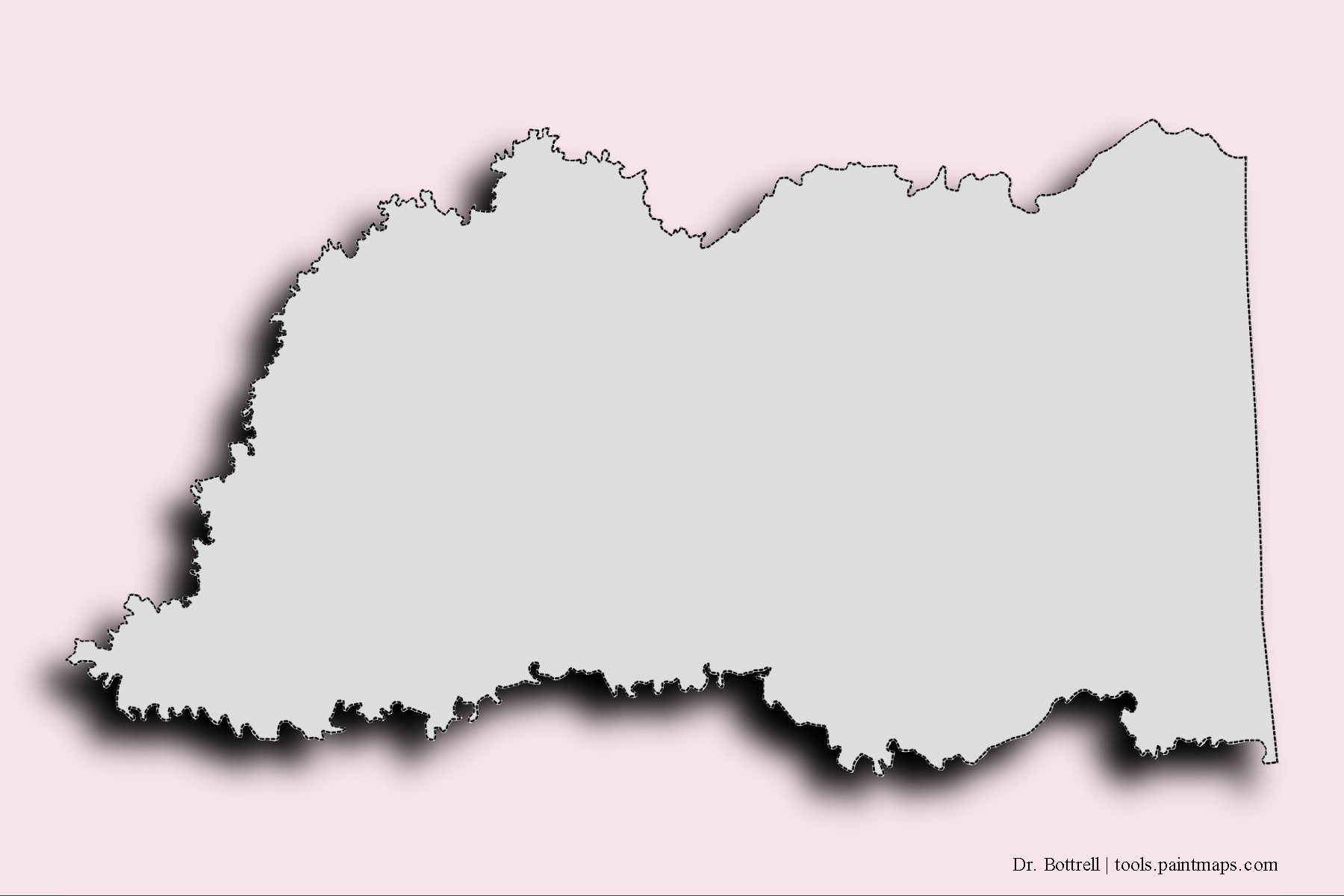 3D gölge efektli Dr. Bottrell mahalleleri ve köyleri haritası