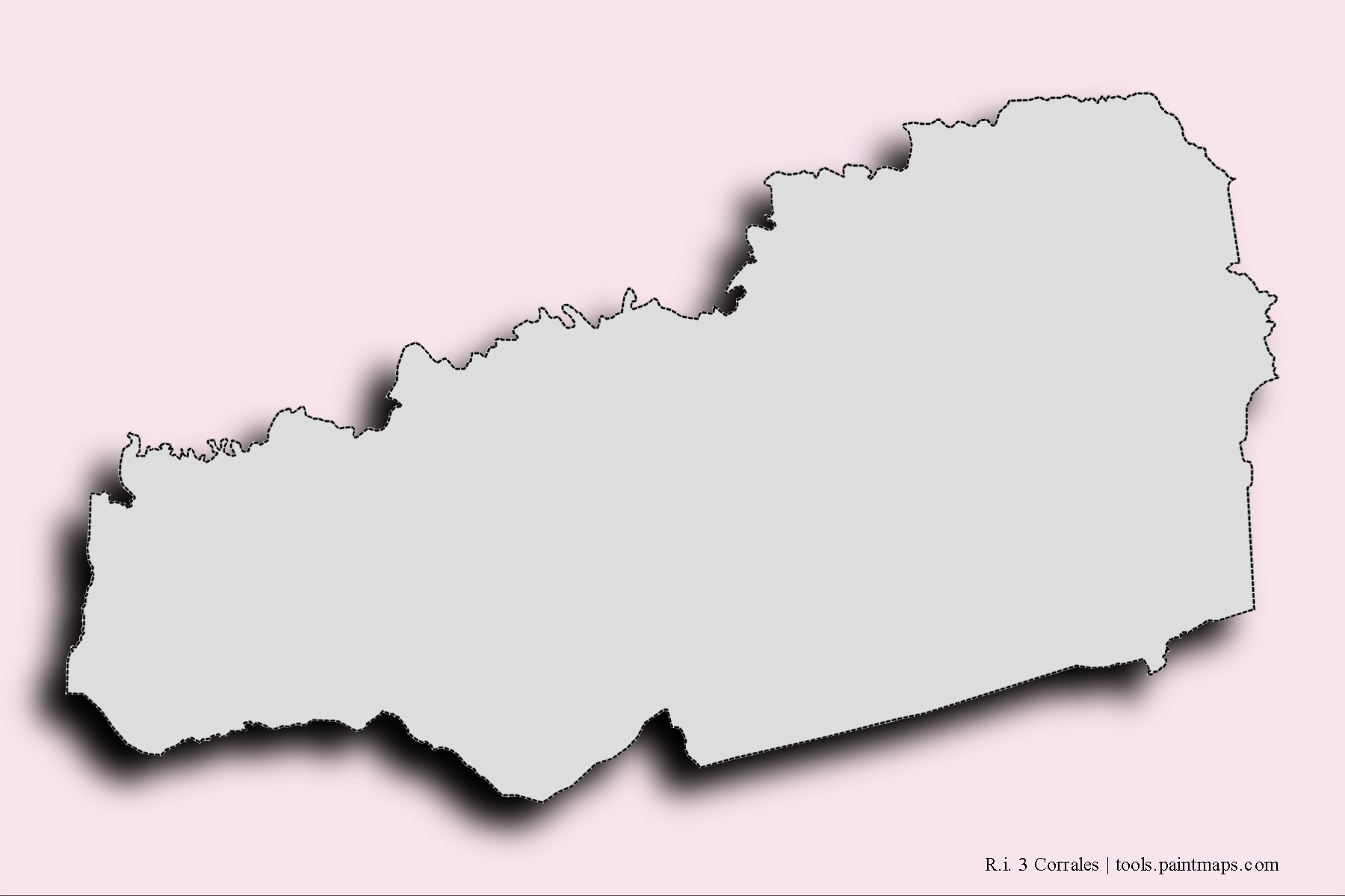 R.I. 3 Corrales neighborhoods and villages map with 3D shadow effect