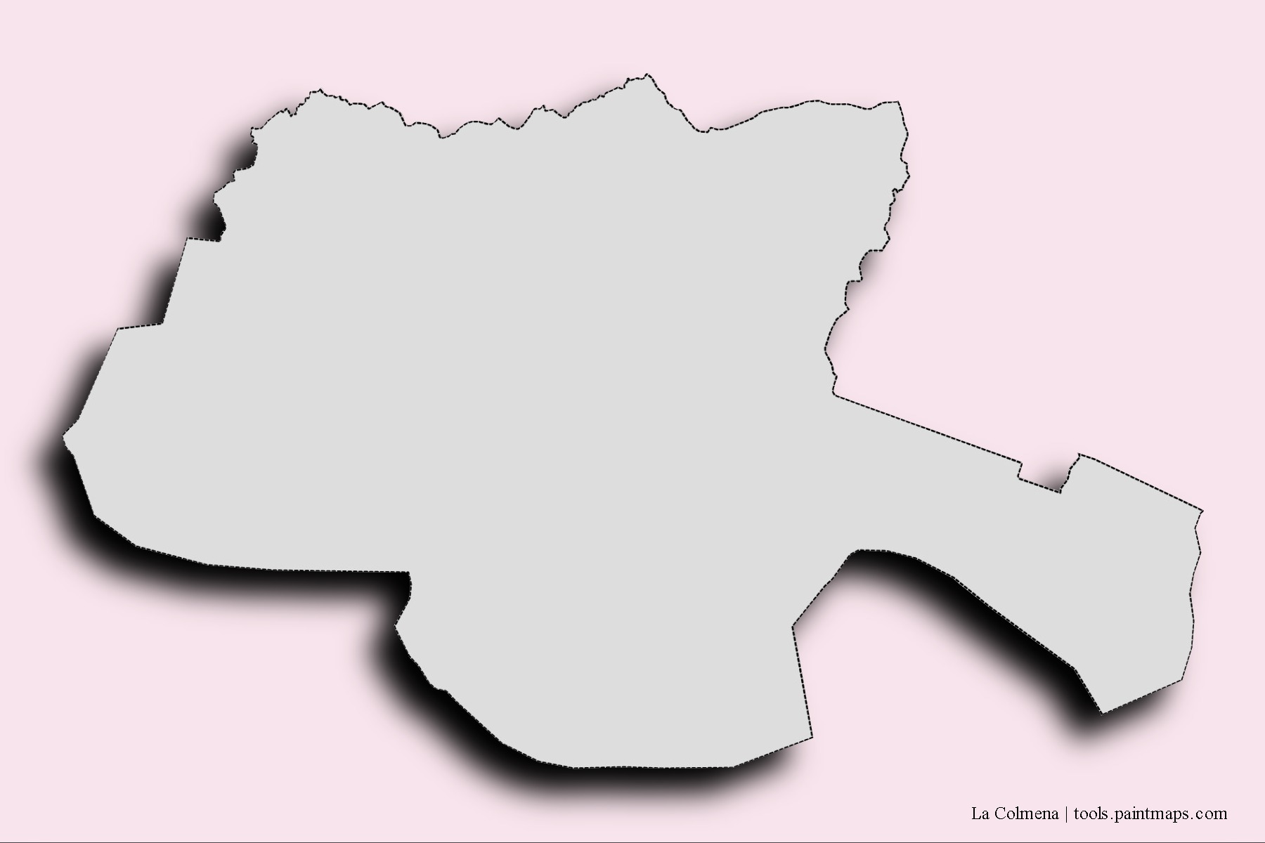 Mapa de barrios y pueblos de La Colmena con efecto de sombra 3D