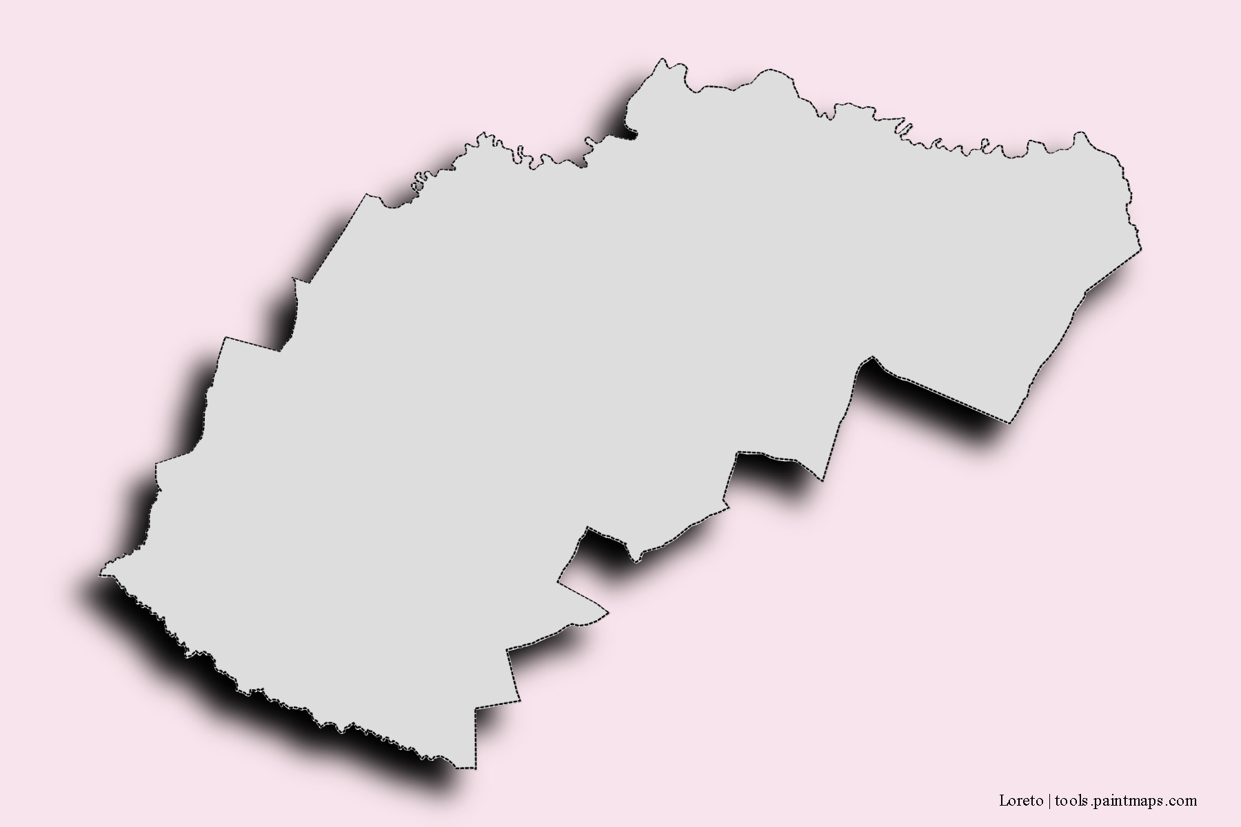 Mapa de barrios y pueblos de Loreto con efecto de sombra 3D