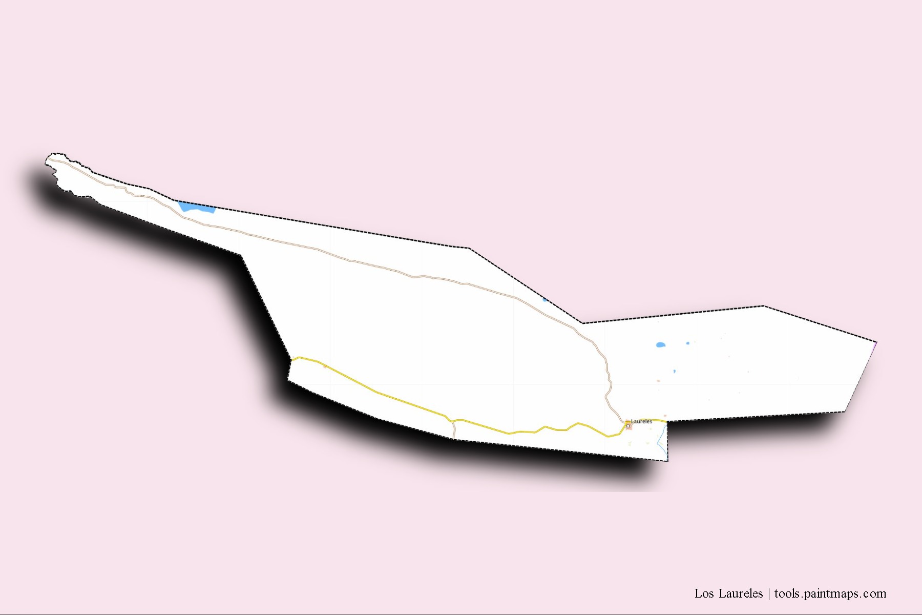 3D gölge efektli Los Laureles mahalleleri ve köyleri haritası