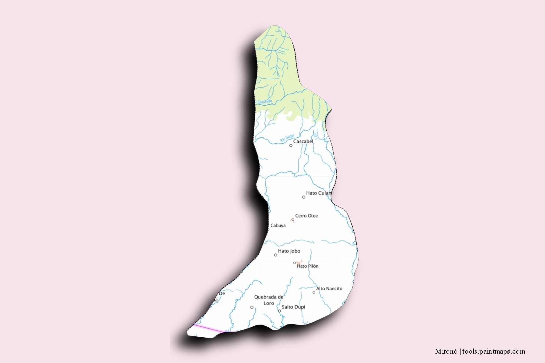 Mirono neighborhoods and villages map with 3D shadow effect