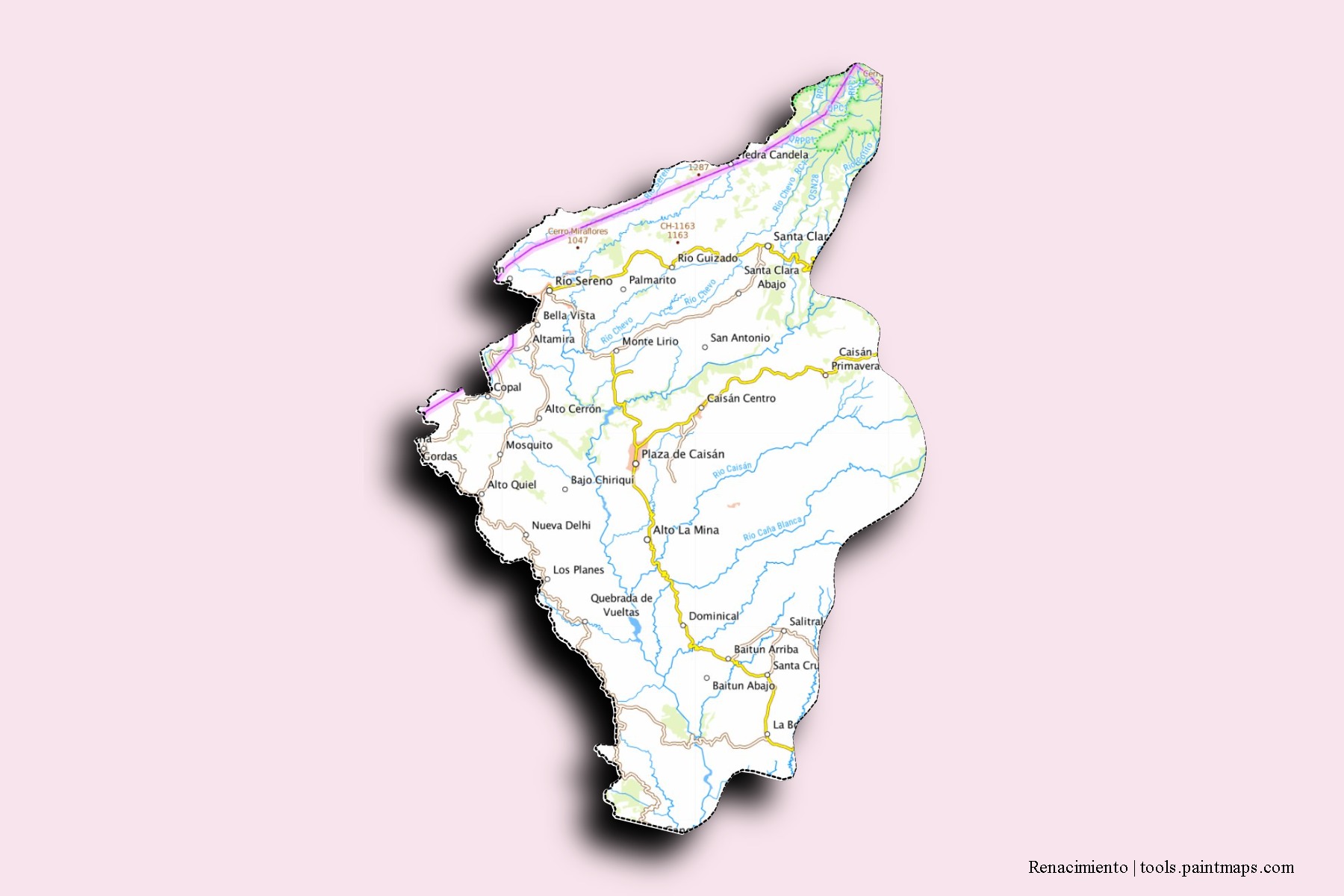 Mapa de barrios y pueblos de Renacimiento con efecto de sombra 3D