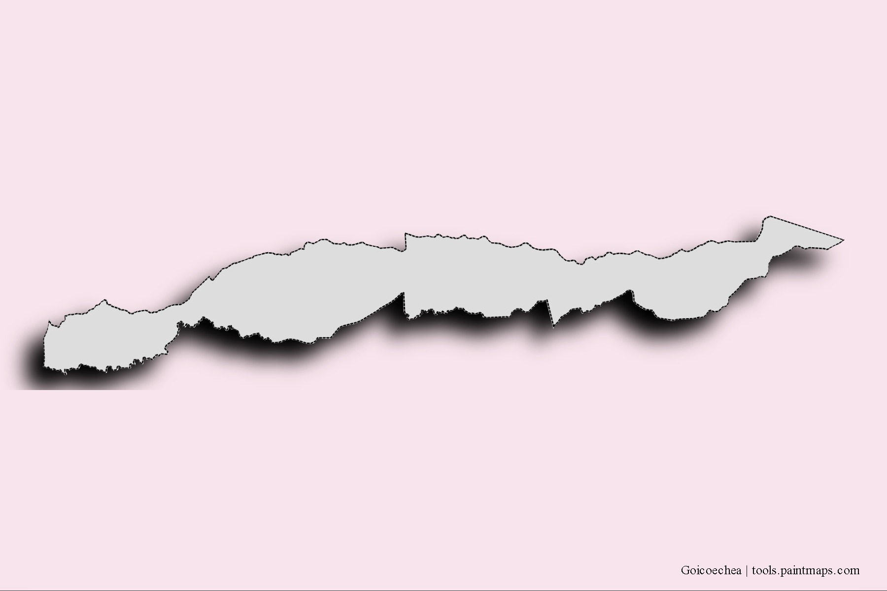 Goicoechea neighborhoods and villages map with 3D shadow effect