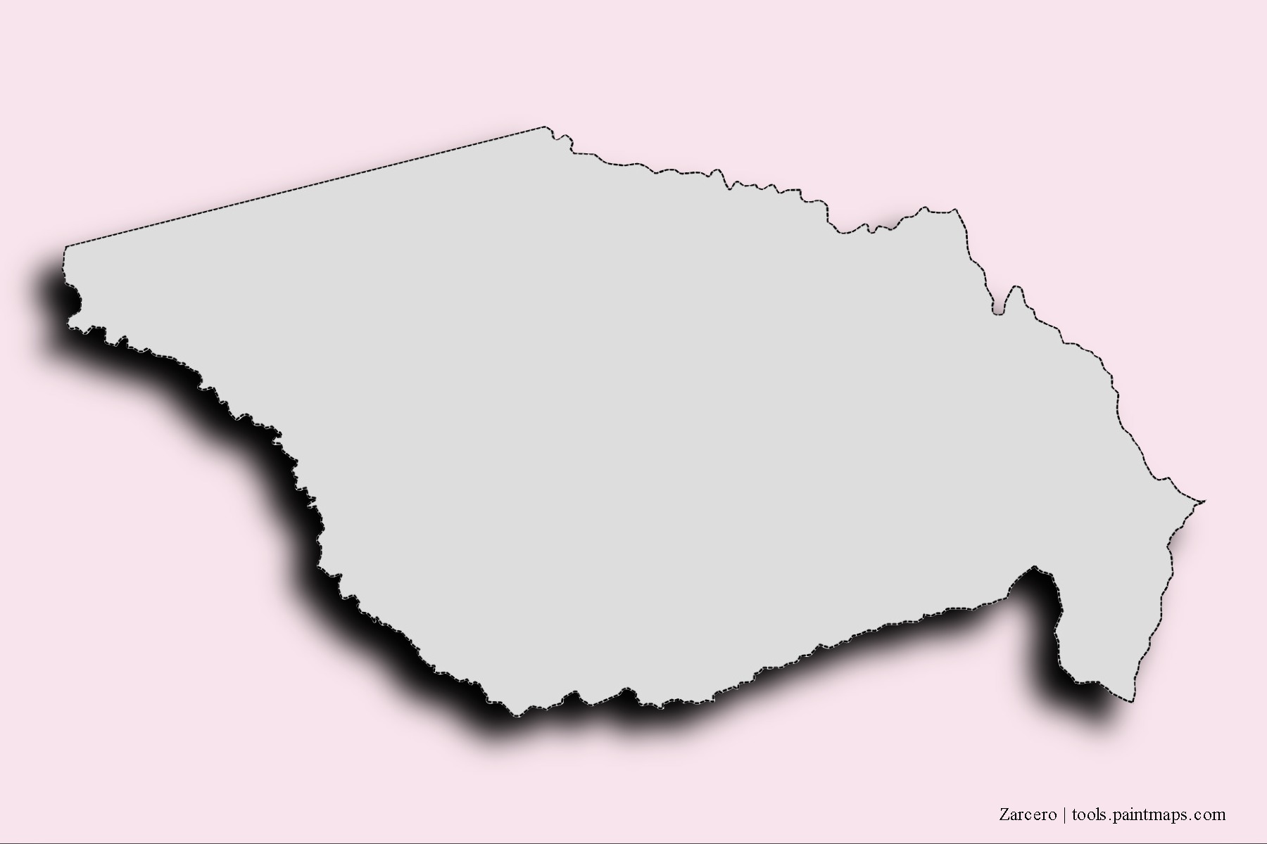 Mapa de barrios y pueblos de Zarcero con efecto de sombra 3D