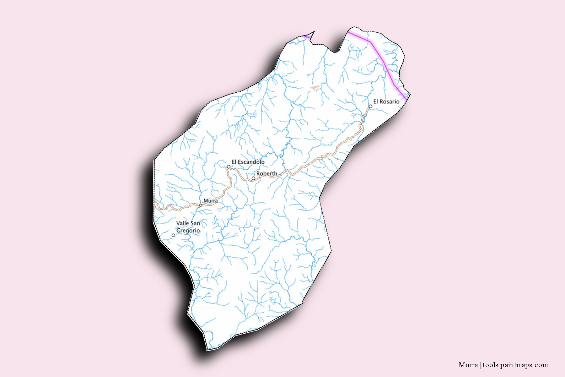 Mapa de barrios y pueblos de Murra con efecto de sombra 3D