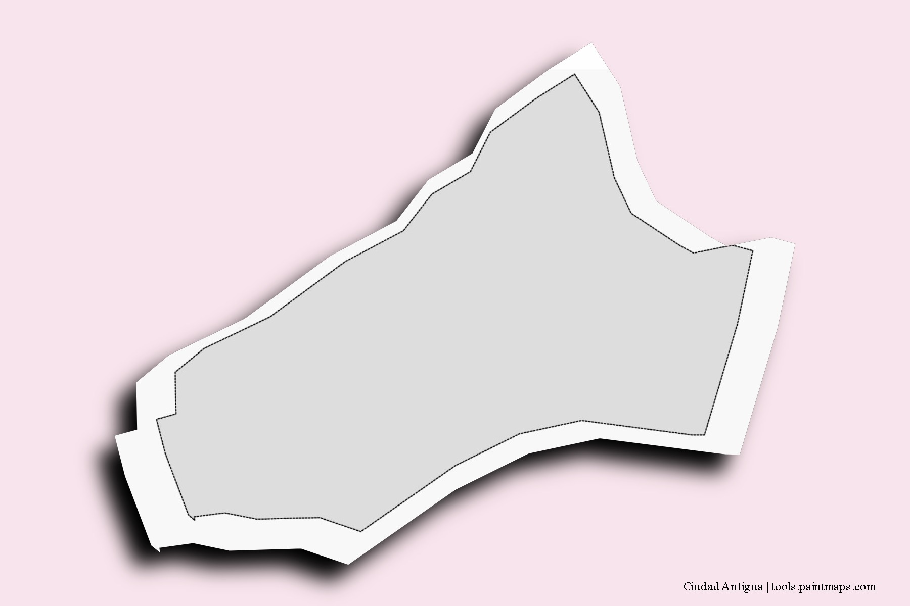 Mapa de barrios y pueblos de Ciudad Antigua con efecto de sombra 3D