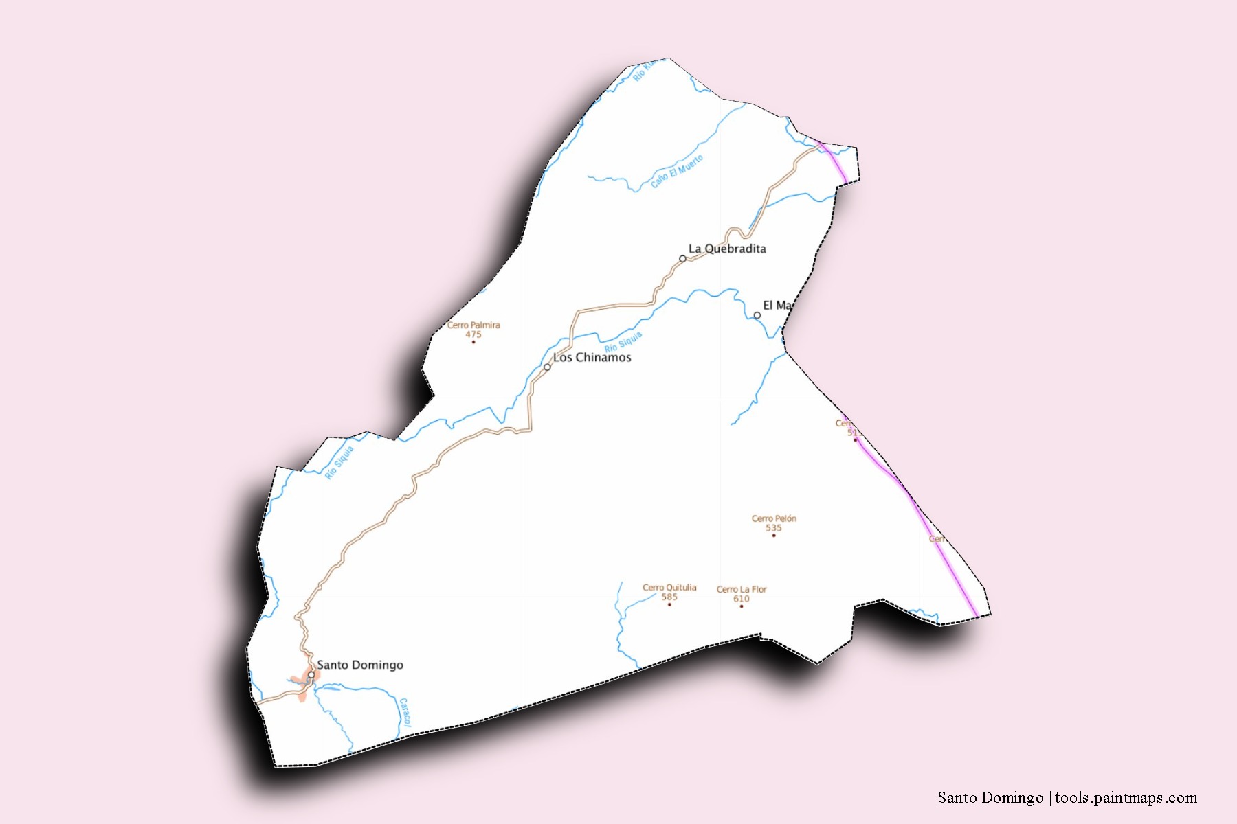 Mapa de barrios y pueblos de Santo Domingo con efecto de sombra 3D